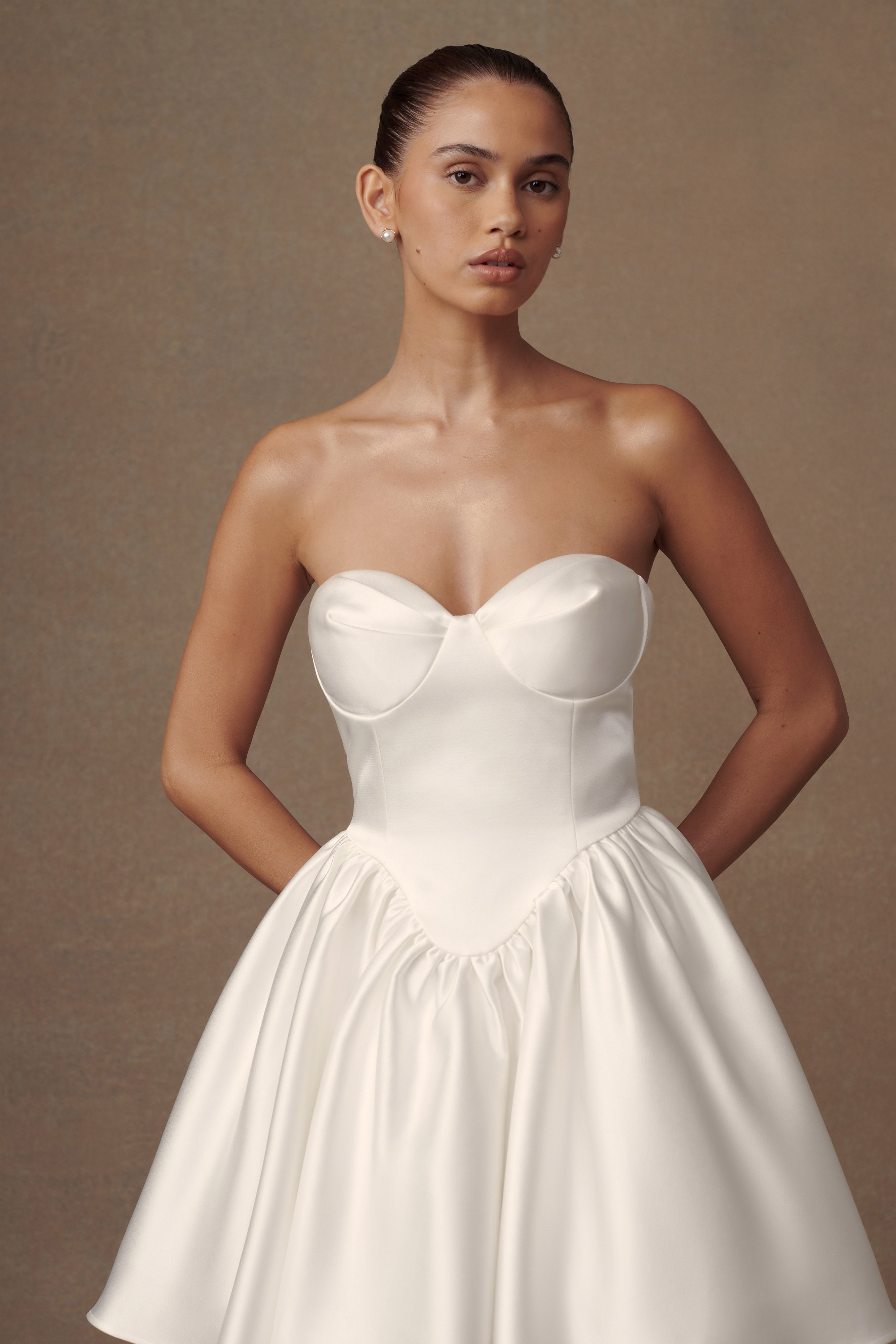 Hollie Structured Corset Mini Dress - White - Image 8