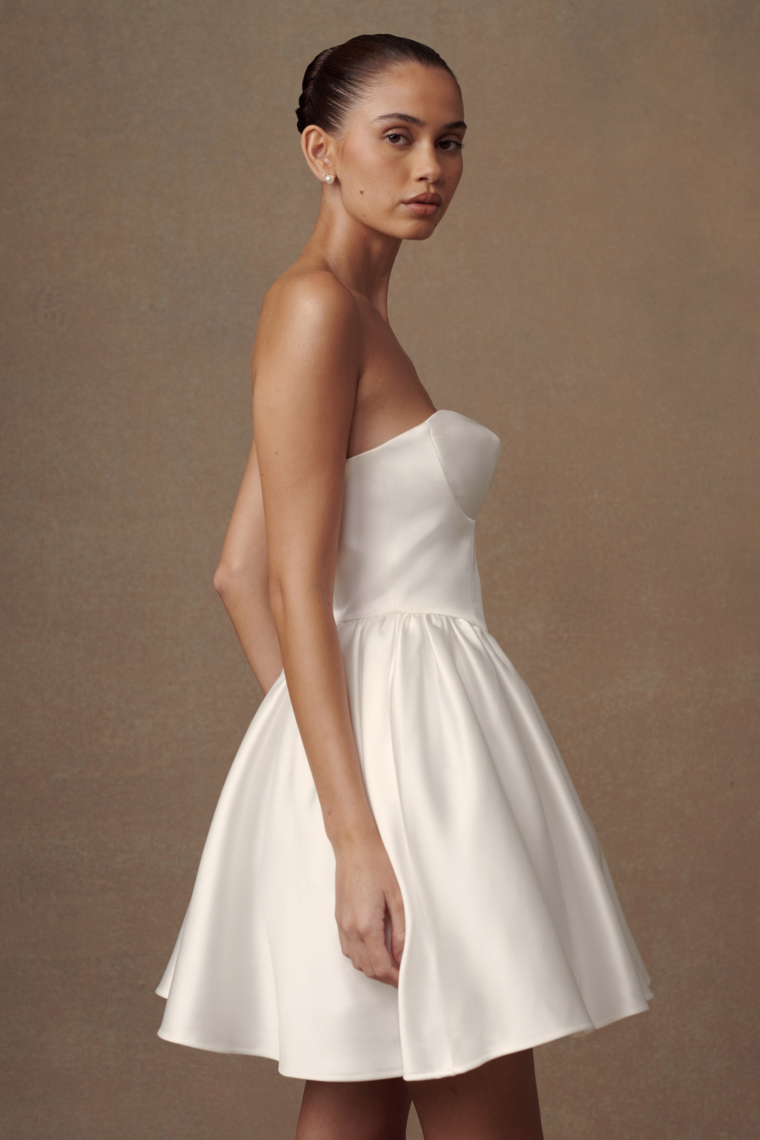 Hollie Structured Corset Mini Dress - White - Image 5
