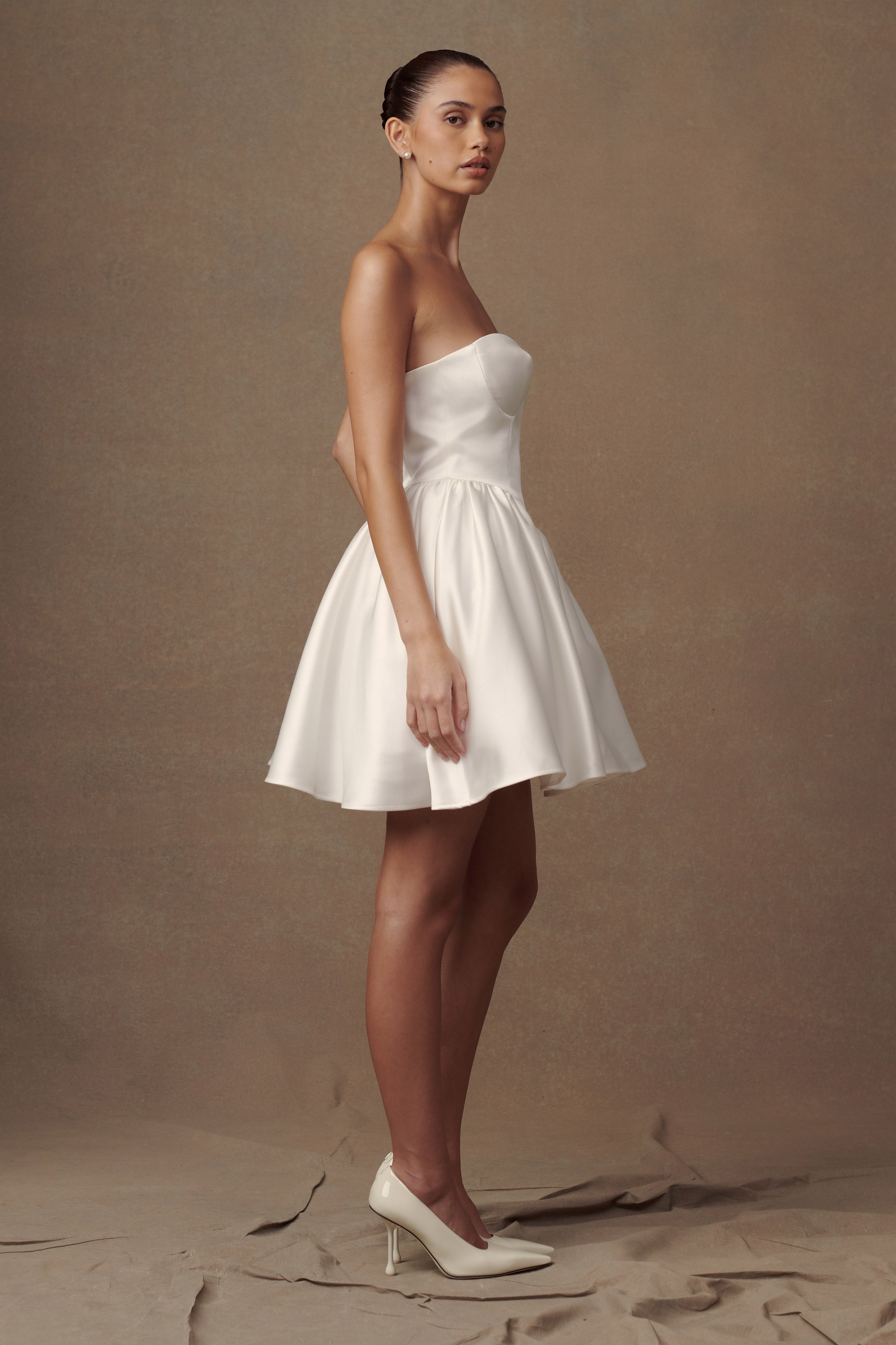Hollie Structured Corset Mini Dress - White - Image 7