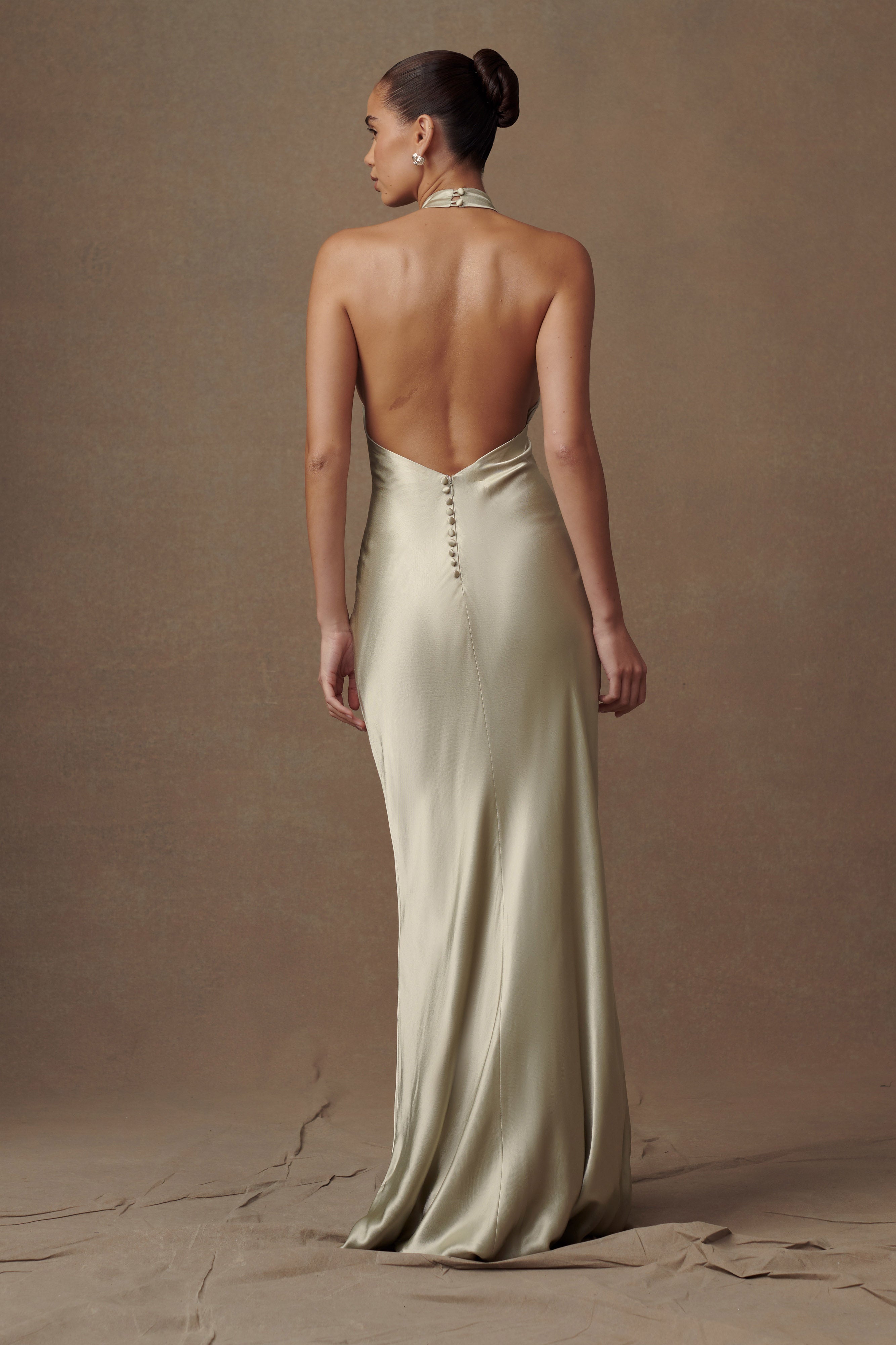 Alternative view of Esther Iridescent Satin Cowl Maxi Dress - Sage