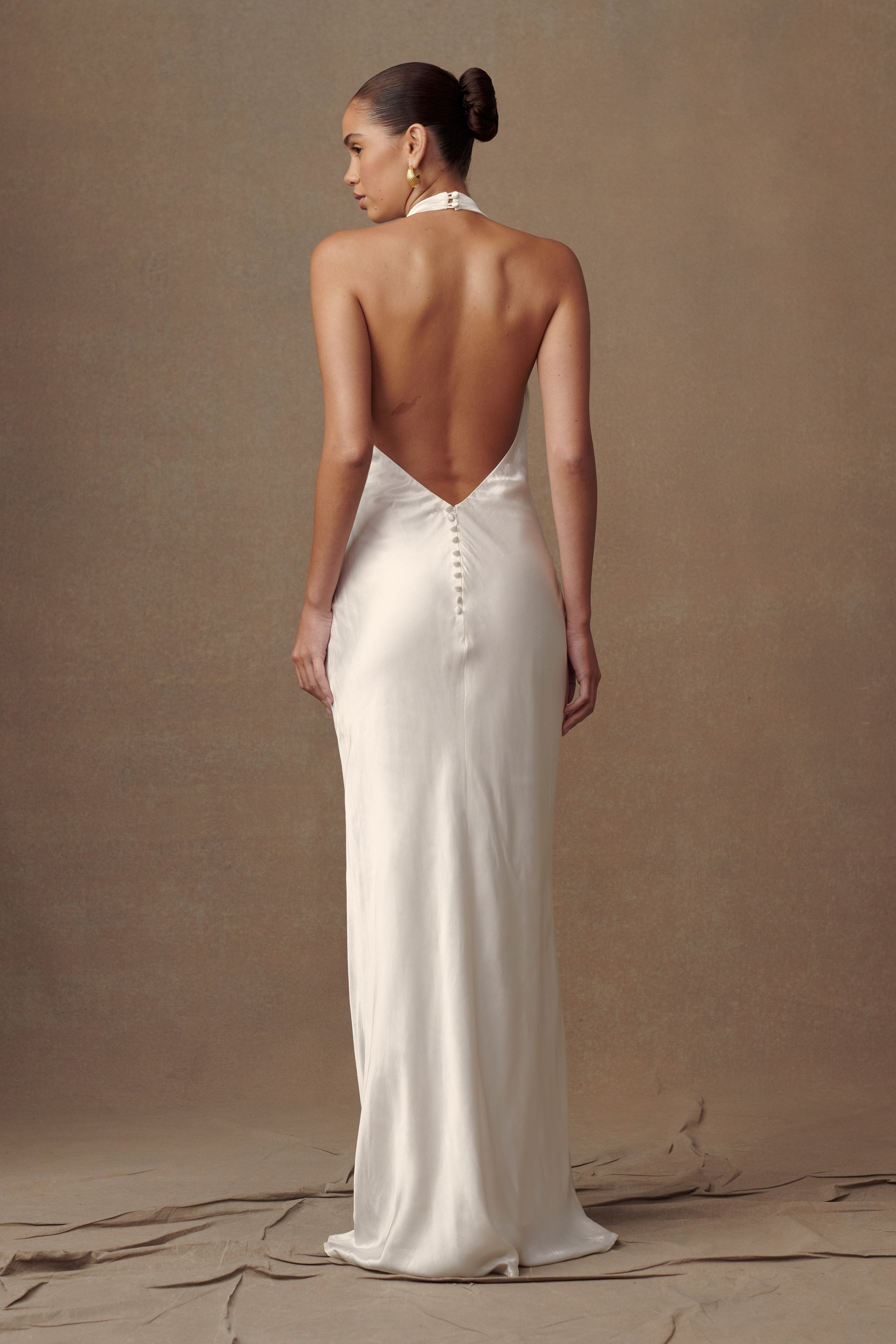 Alternative view of Esther Iridescent Satin Cowl Maxi Dress - Ivory