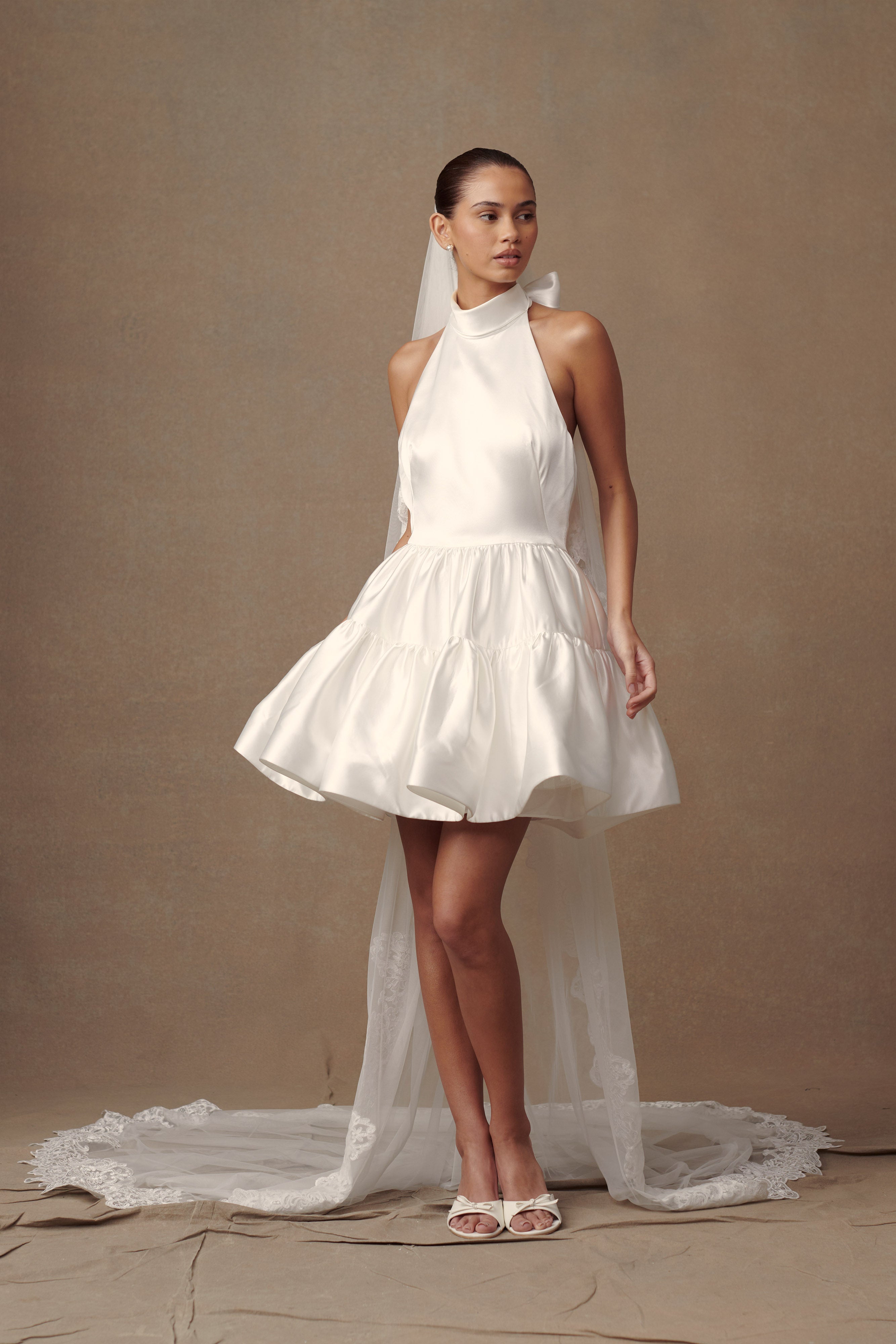 Paulette Lace Trim Veil - White - Image 4