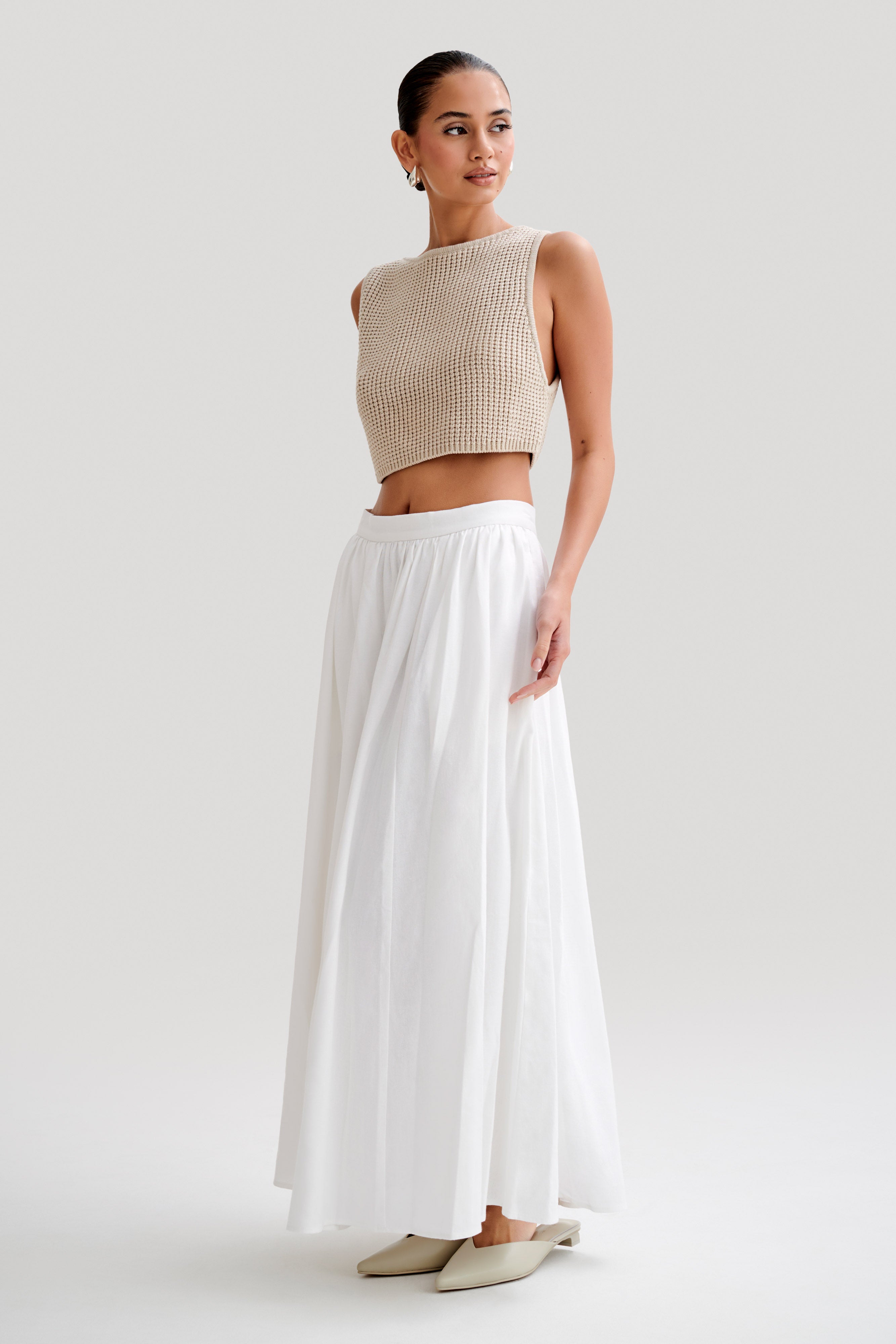 Clarence Linen A-Line Maxi Skirt - White - Image 6
