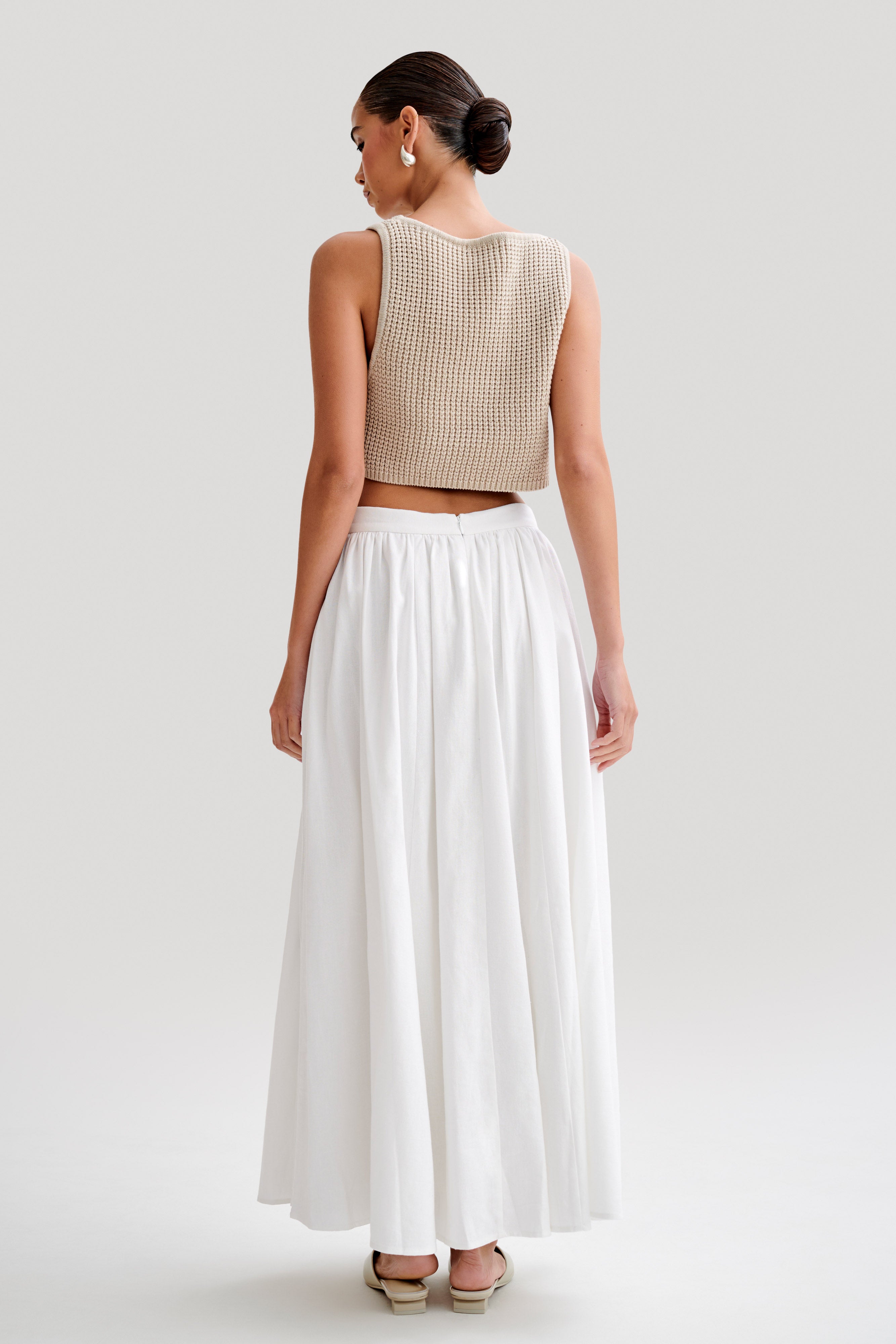 Clarence Linen A-Line Maxi Skirt - White - Image 5