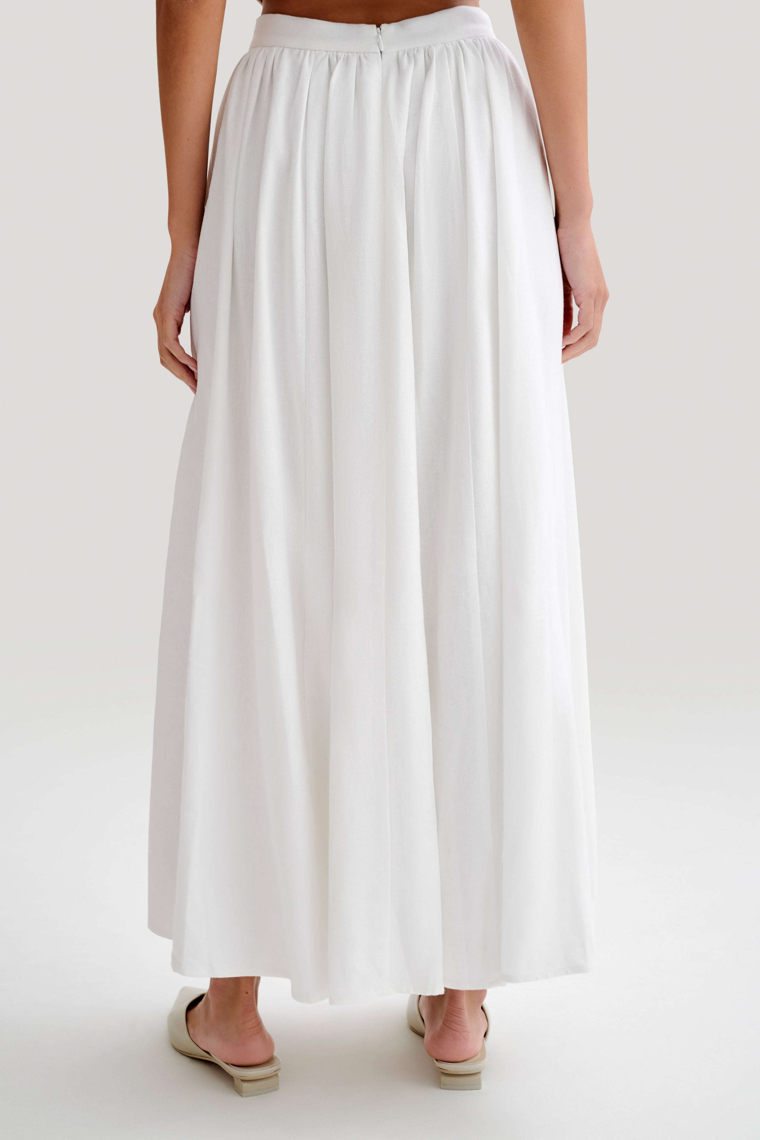 Clarence Linen A-Line Maxi Skirt - White - Image 3