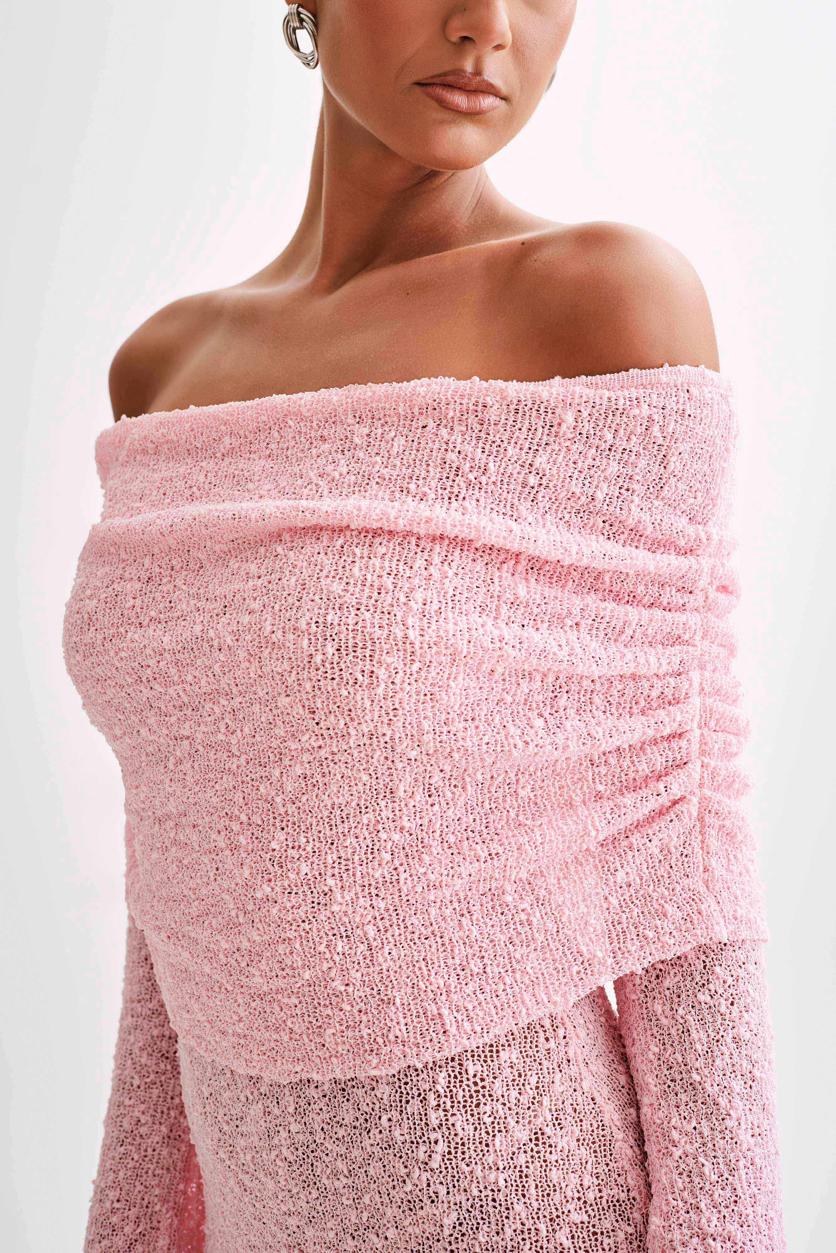 Alternative view of Marisol Off Shoulder Boucle Mini Dress - Baby Pink