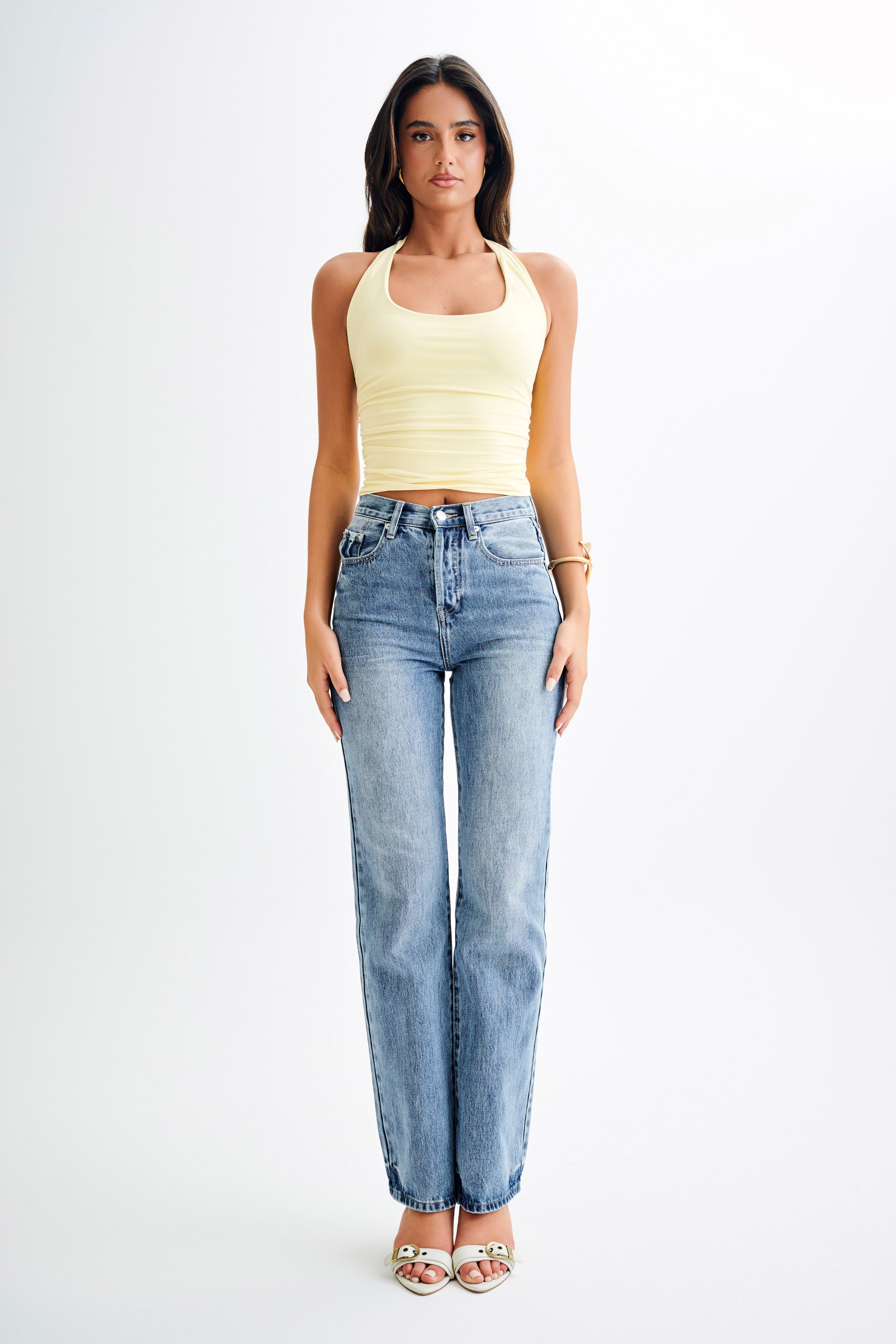 Marie Recycled Halter Top - Lemon Sherbet - Image 8