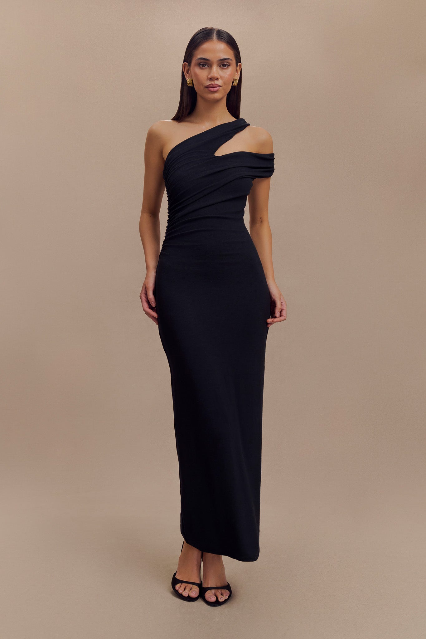 Anastasia One Shoulder Modal Midi Dress - Black - Image 6