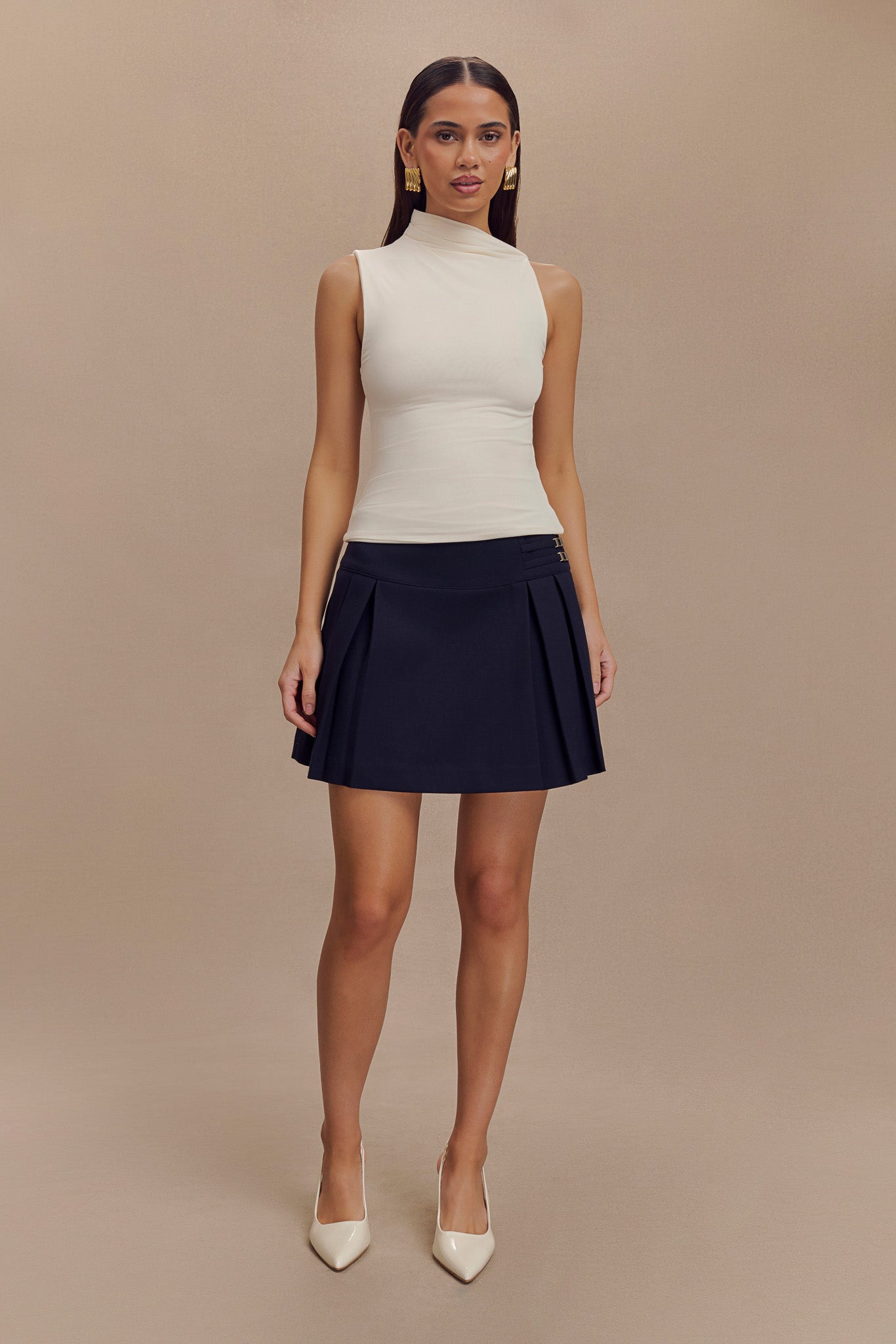 Hadleigh Sleeveless Slinky Top - Ivory - Image 6