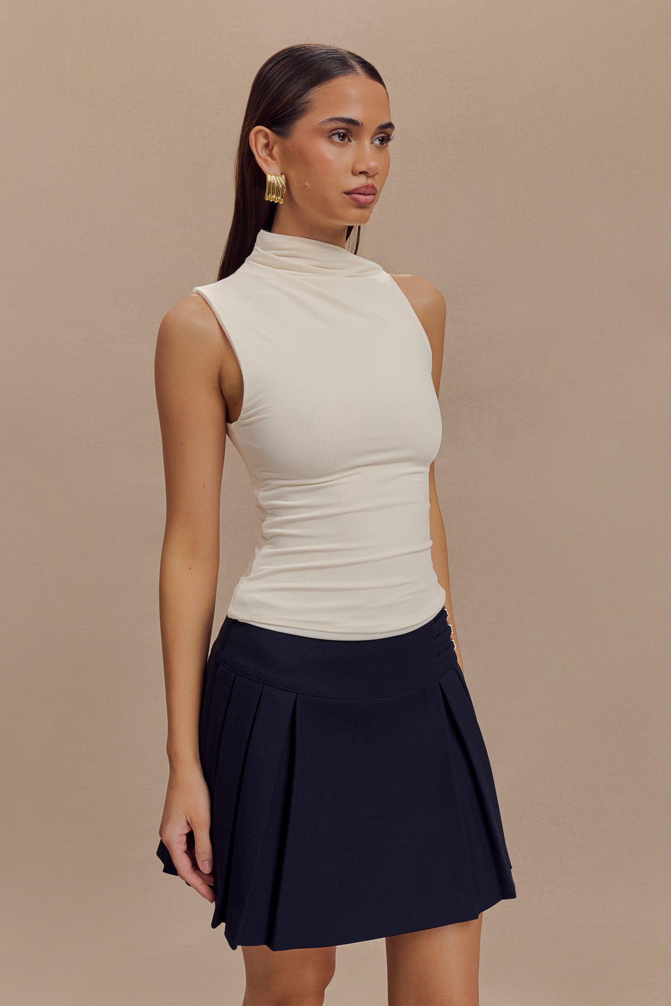 Hadleigh Sleeveless Slinky Top - Ivory - Image 5