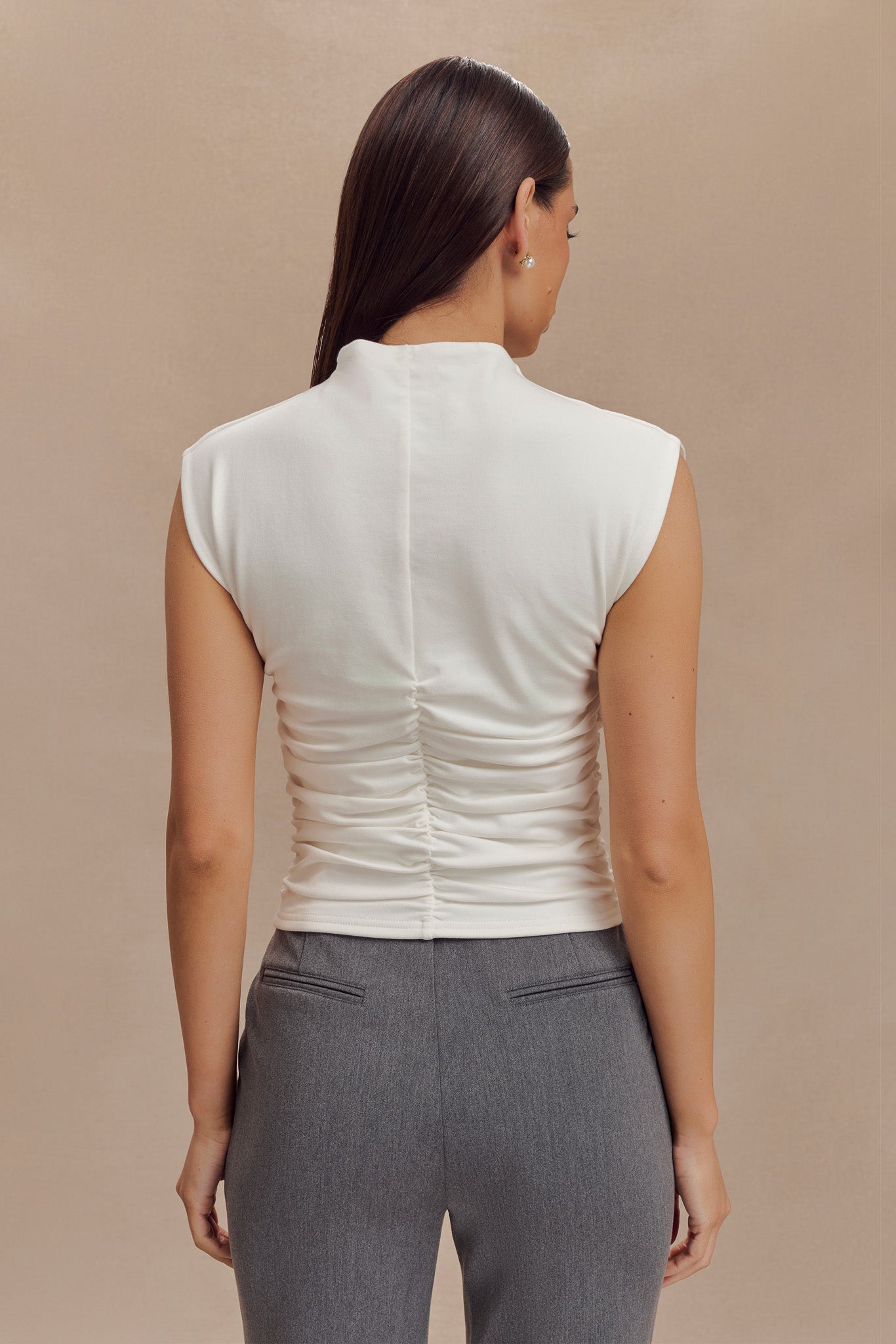 Alternative view of Ellia High Neck Sleeveless Top - White