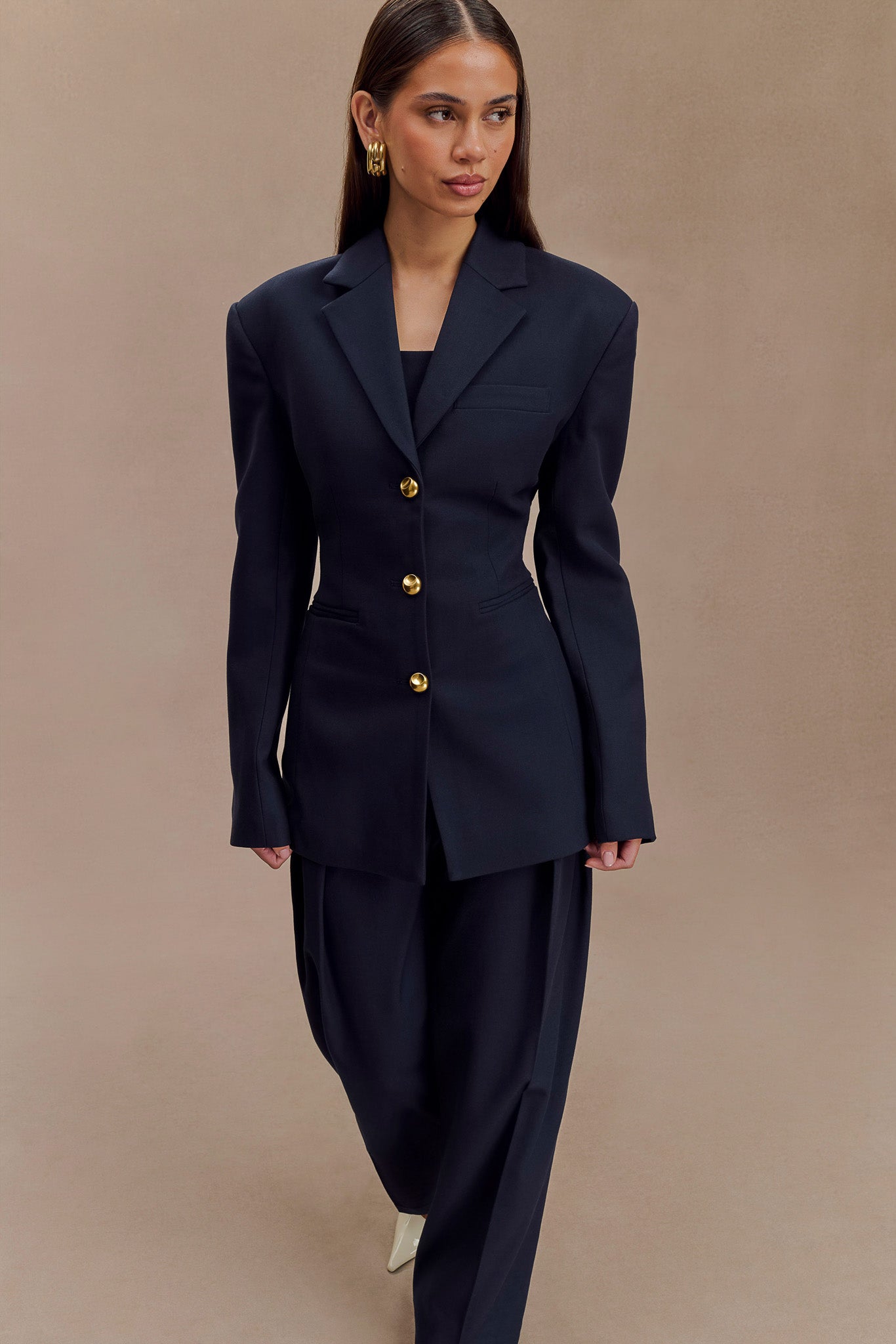 Bellamy Cinched Blazer - Dark Navy - Image 5