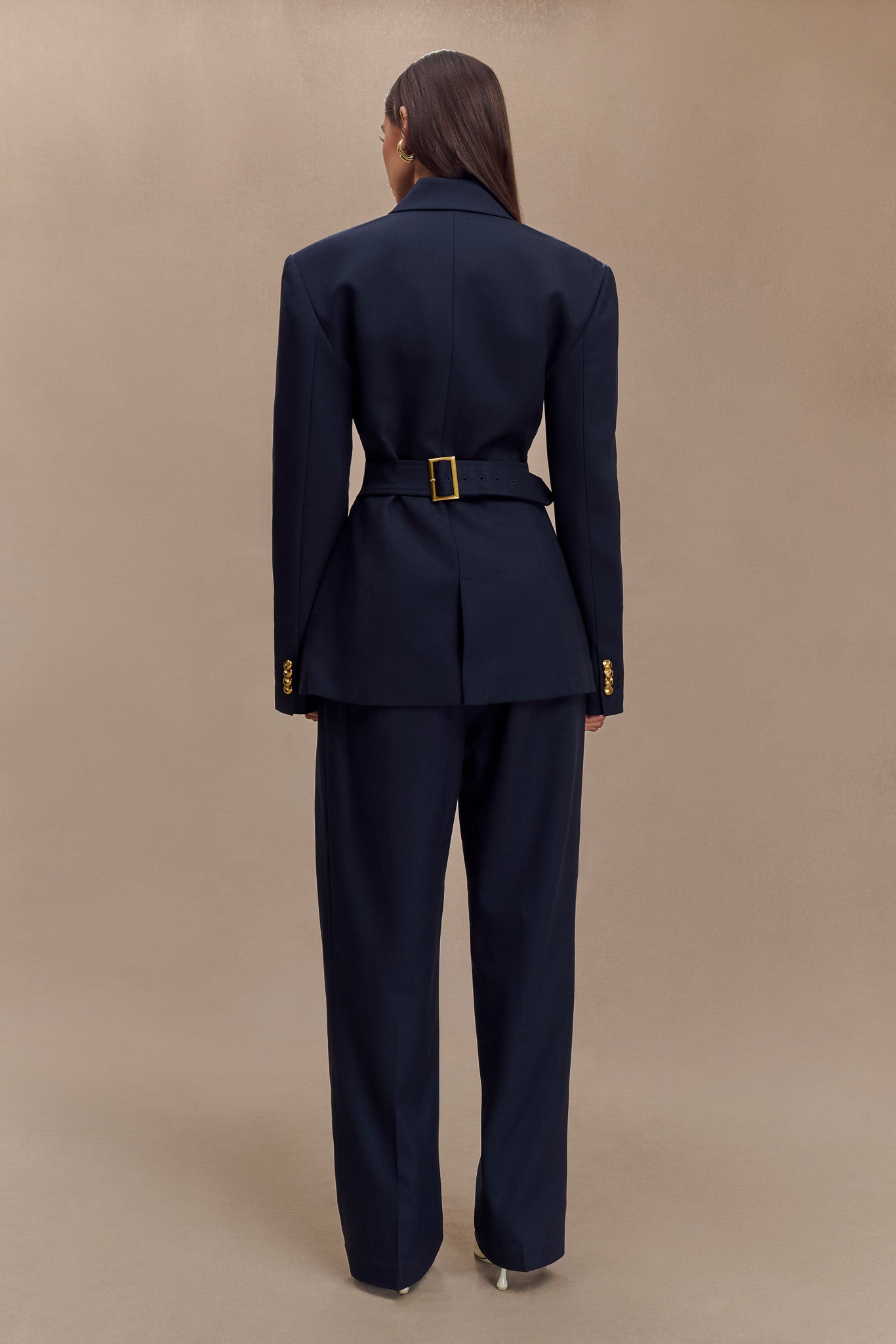 Penelope Pleated High Waisted Pants - Dark Navy - Image 7
