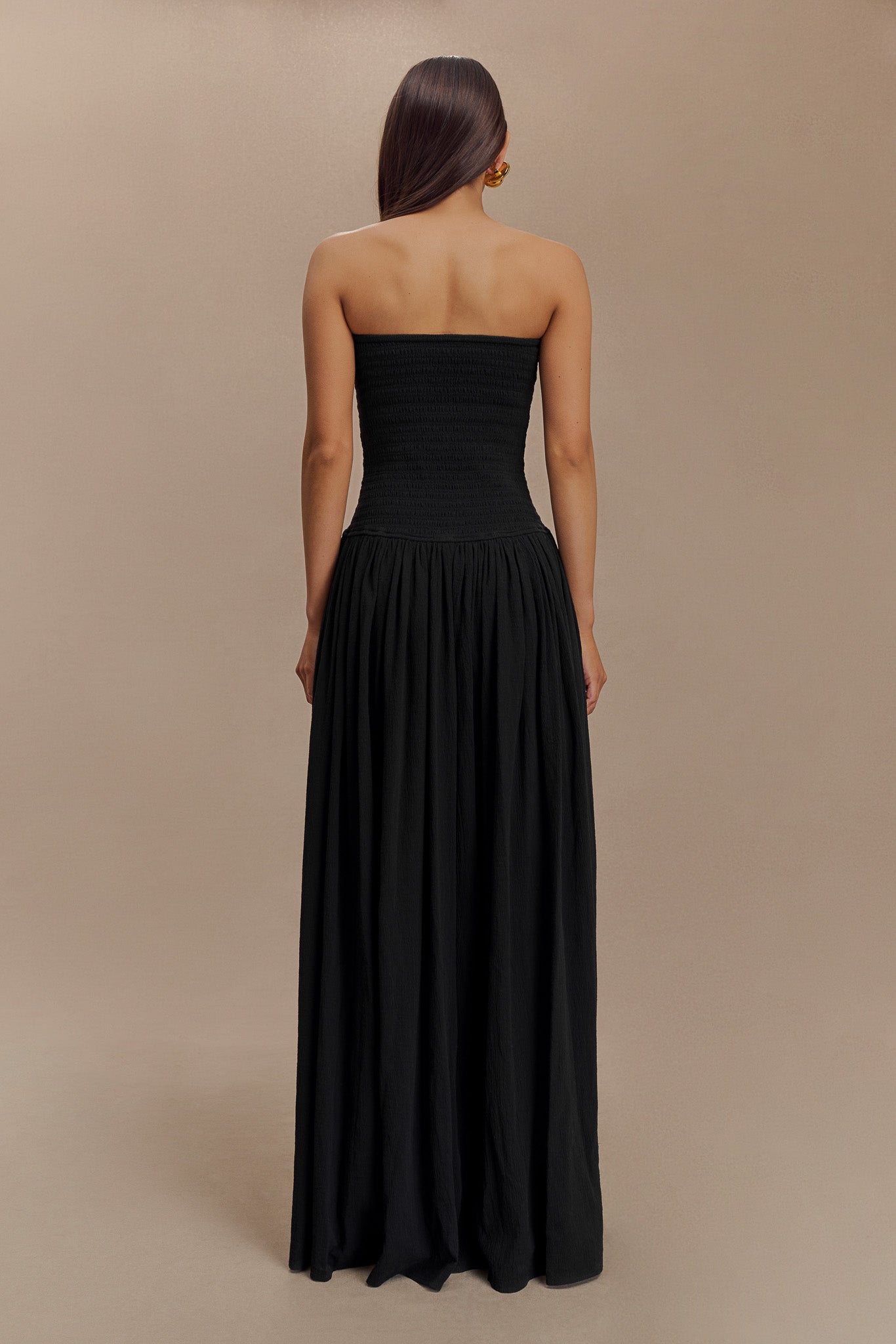 Alternative view of Maureen Cotton Shirring Maxi Dress - Black