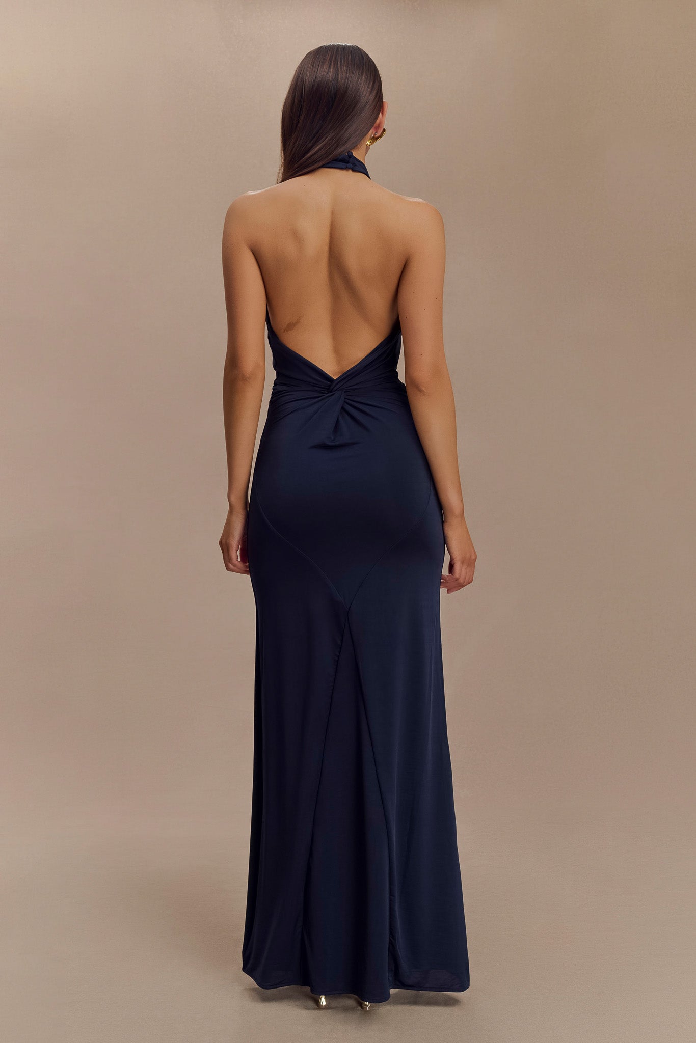 Elyna Slinky Halter Maxi Dress - Navy - Image 6