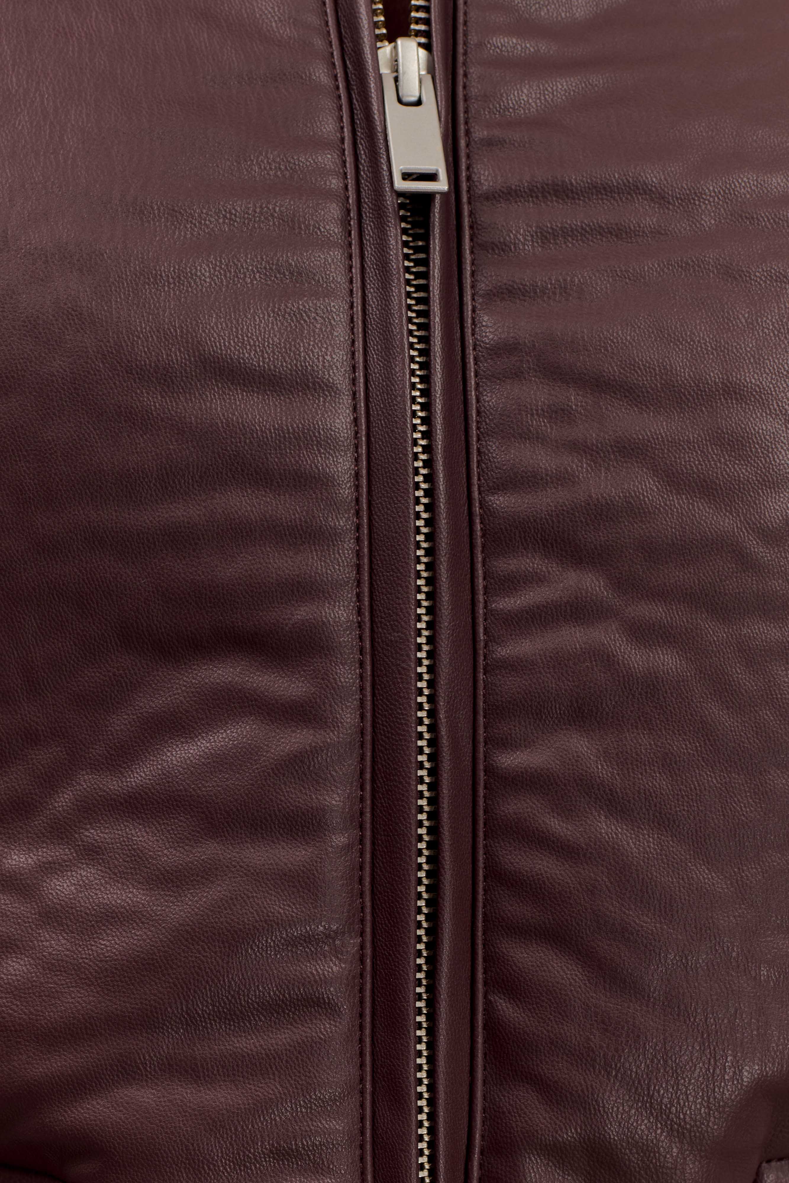 Codi Faux Leather Bomber Jacket - Merlot - Image 6