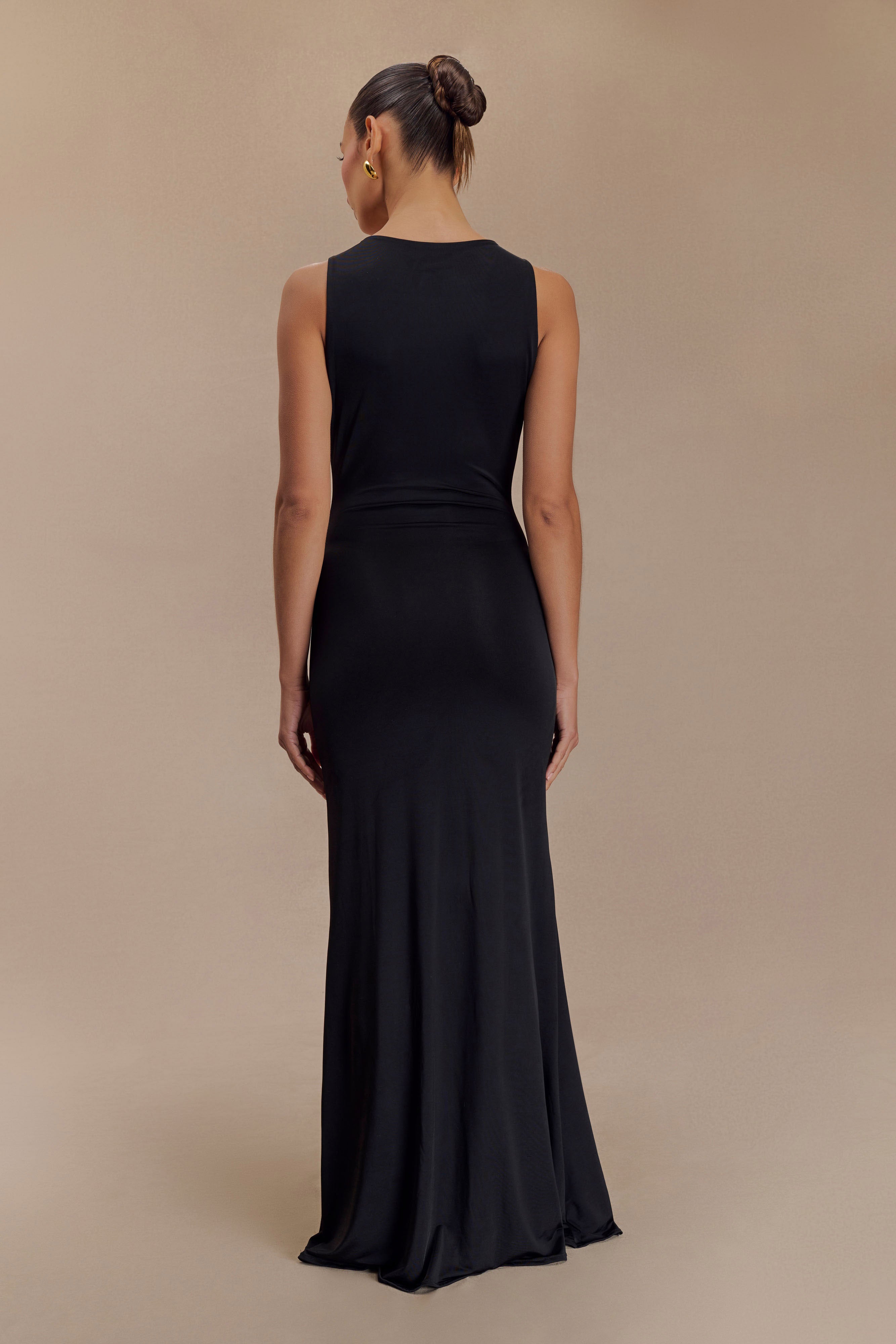 Alternative view of Beck Plunge Maxi Dress With Floral Hardware - Black