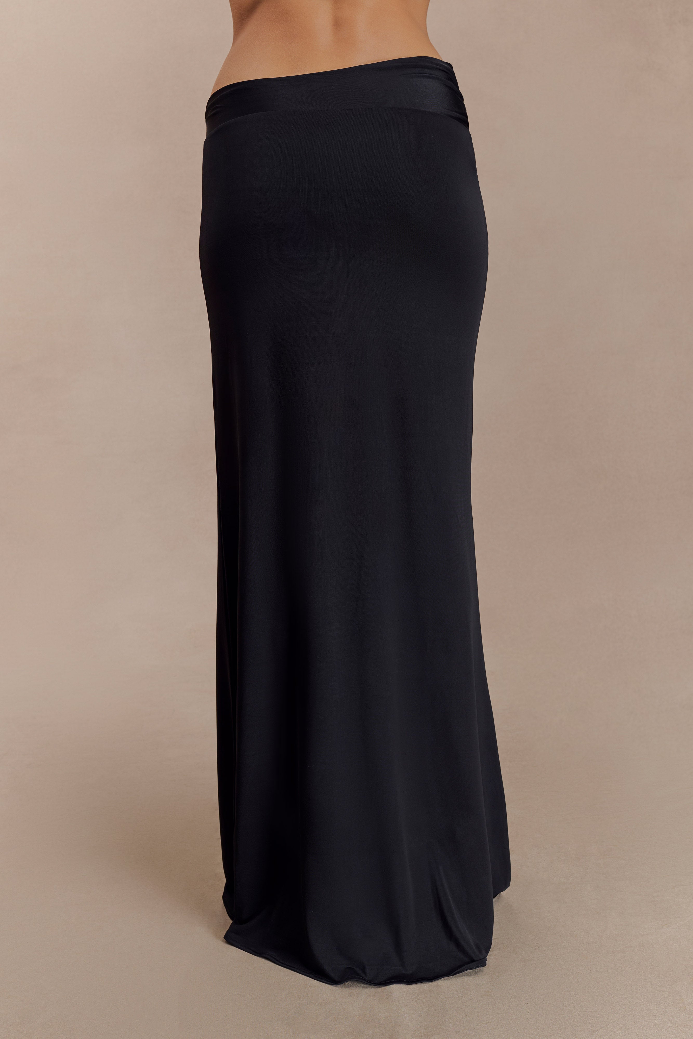 Ainsley Asymmetrical Maxi Skirt With Floral Hardware - Black - Image 5