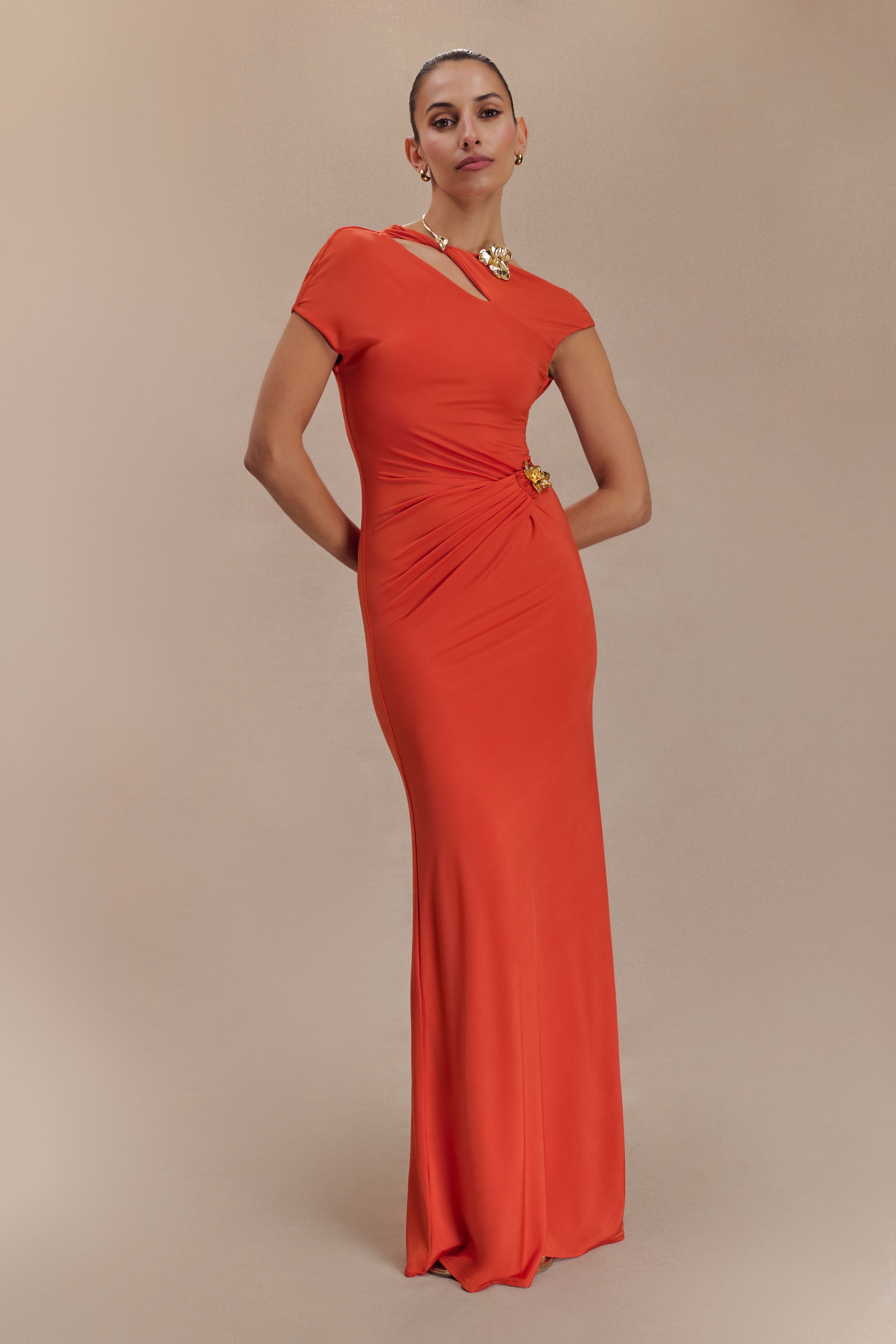 Kaida Slinky Maxi Dress With Hardware - Burnt Orange - Image 5