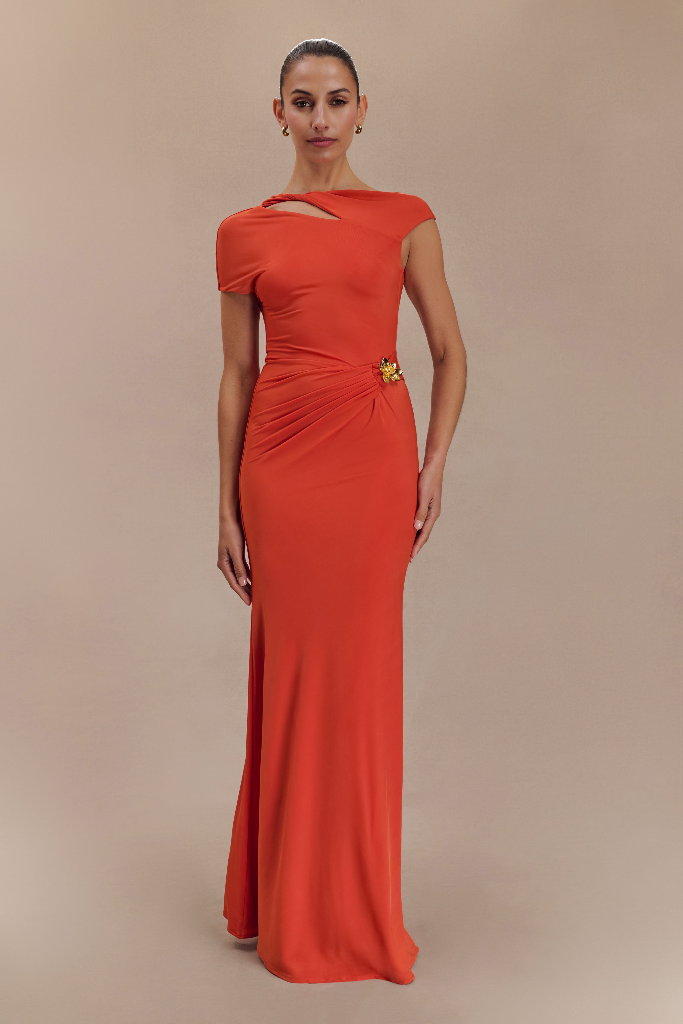 Alternative view of Kaida Slinky Maxi Dress With Hardware - Burnt Orange