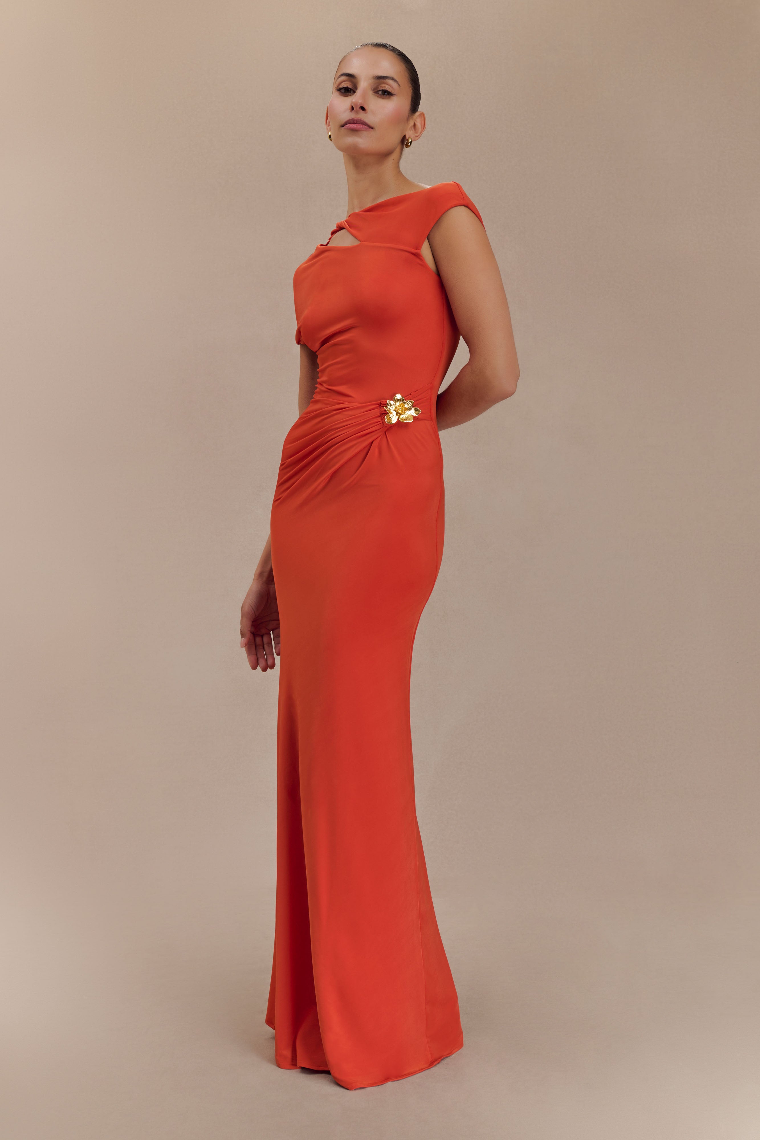Kaida Slinky Maxi Dress With Hardware - Burnt Orange - Image 6