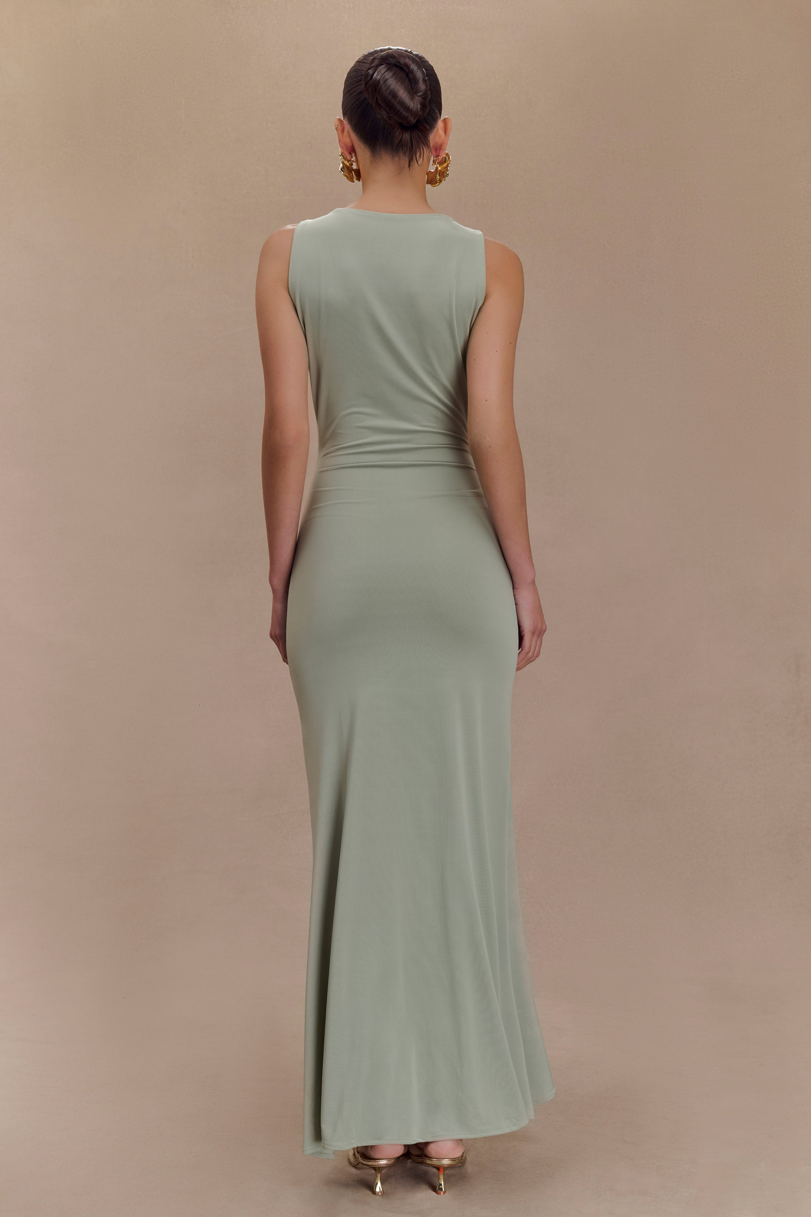 Alternative view of Beck Plunge Maxi Dress With Floral Hardware - Basil
