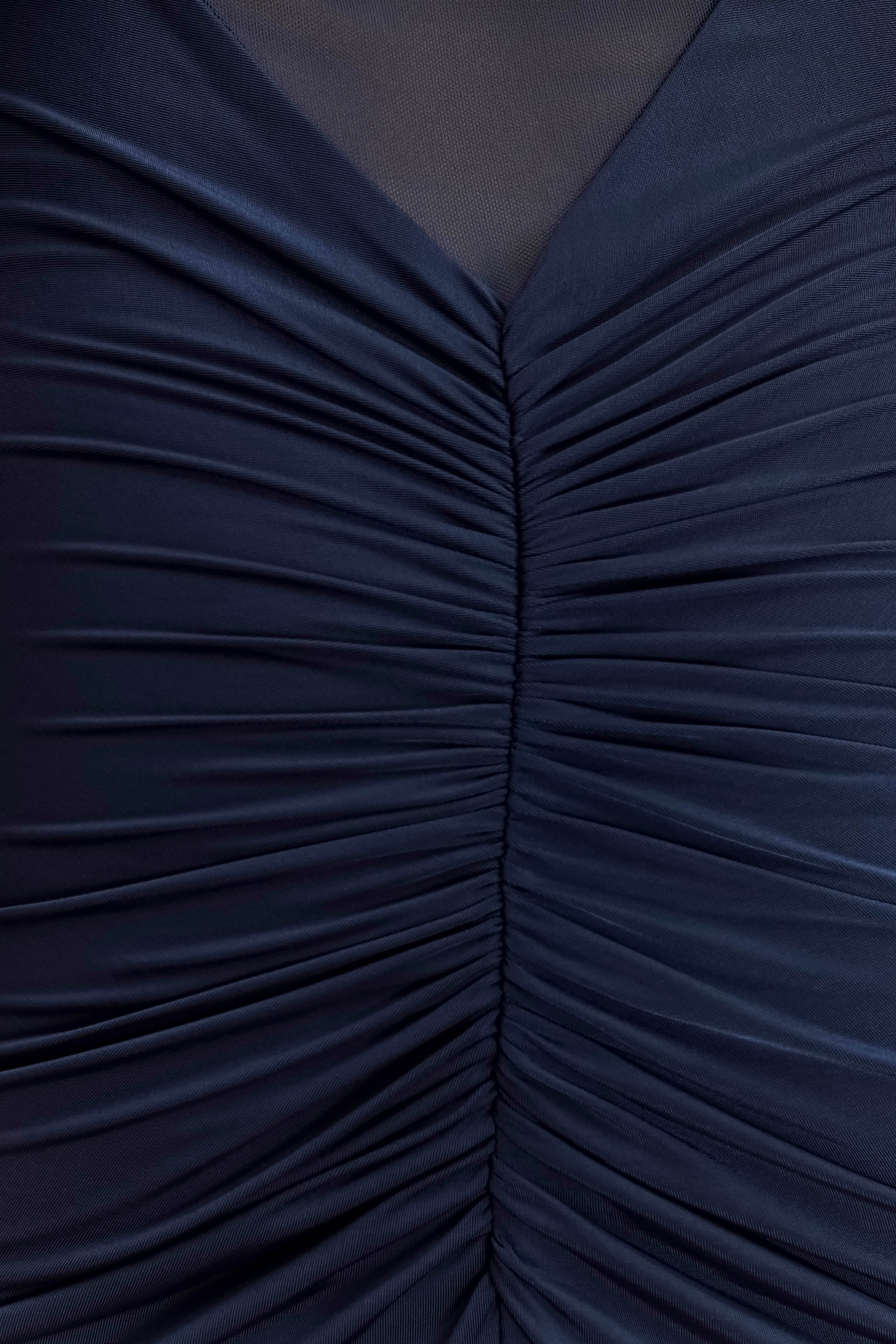 Kaitlin One Shoulder Slinky And Mesh Maxi Dress - Midnight Blue - Image 6