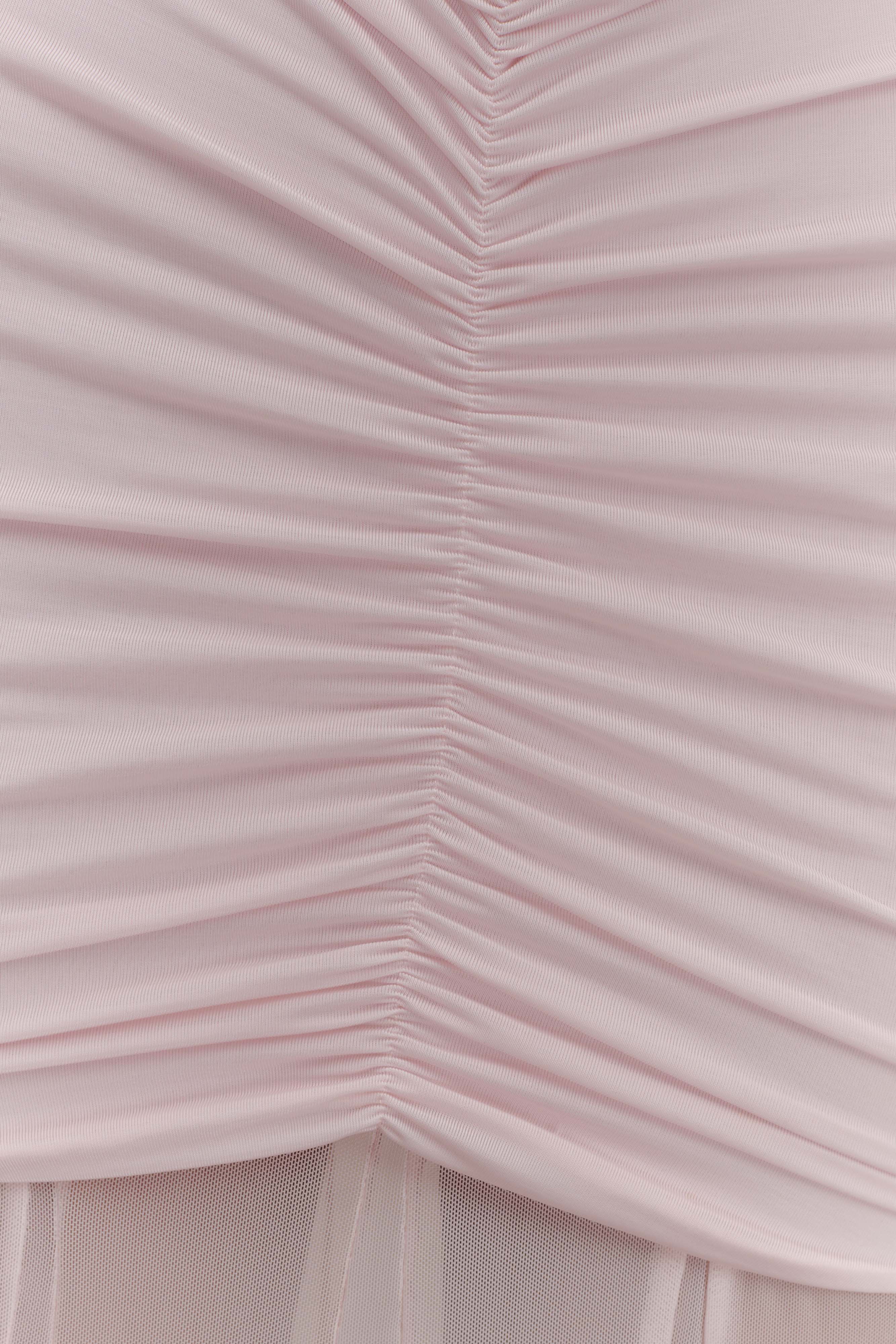 Caspian Slinky And Mesh Off Shoulder Maxi Dress - Pale Pink - Image 7