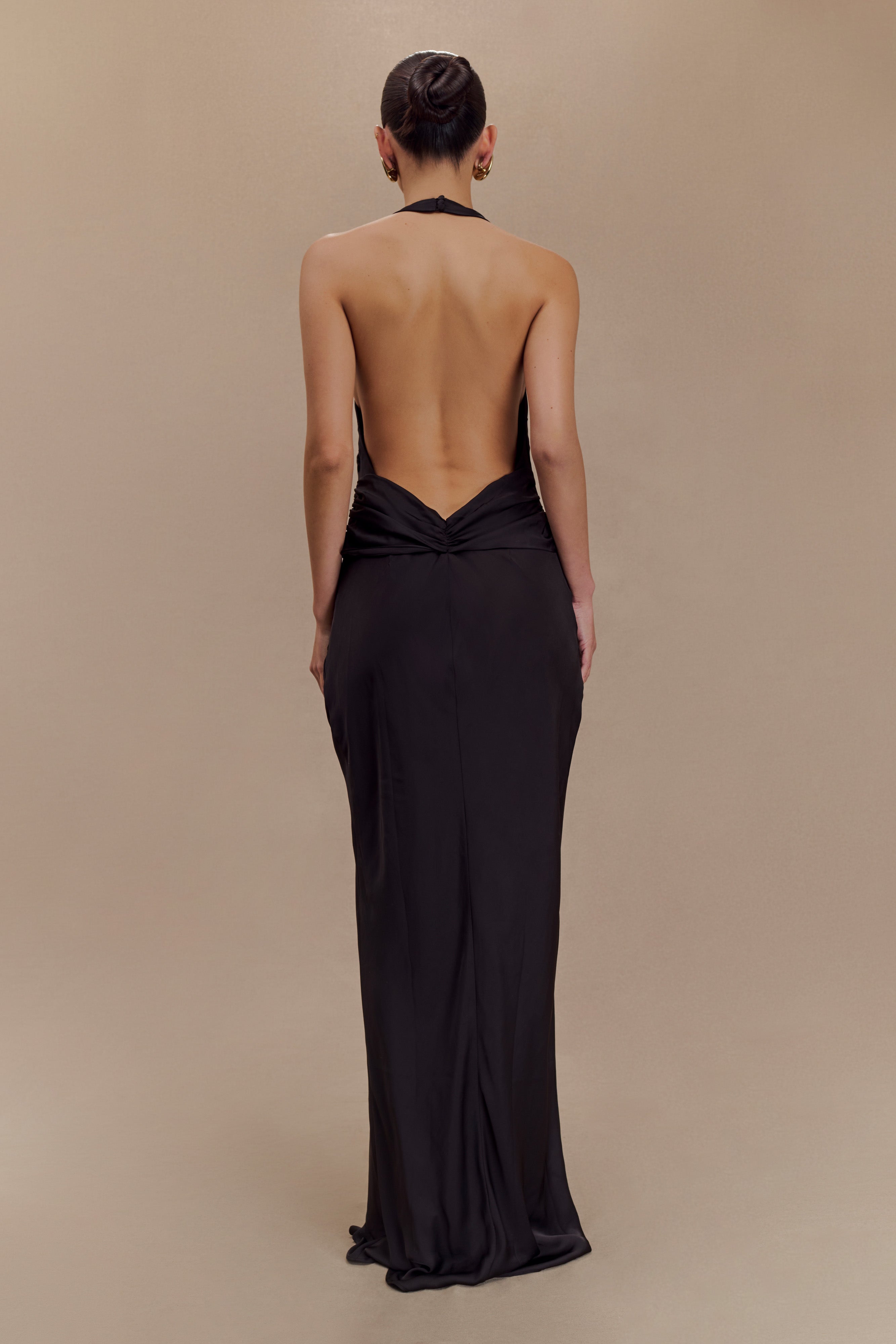 Alternative view of Rinna Satin Halter Maxi Dress - Black