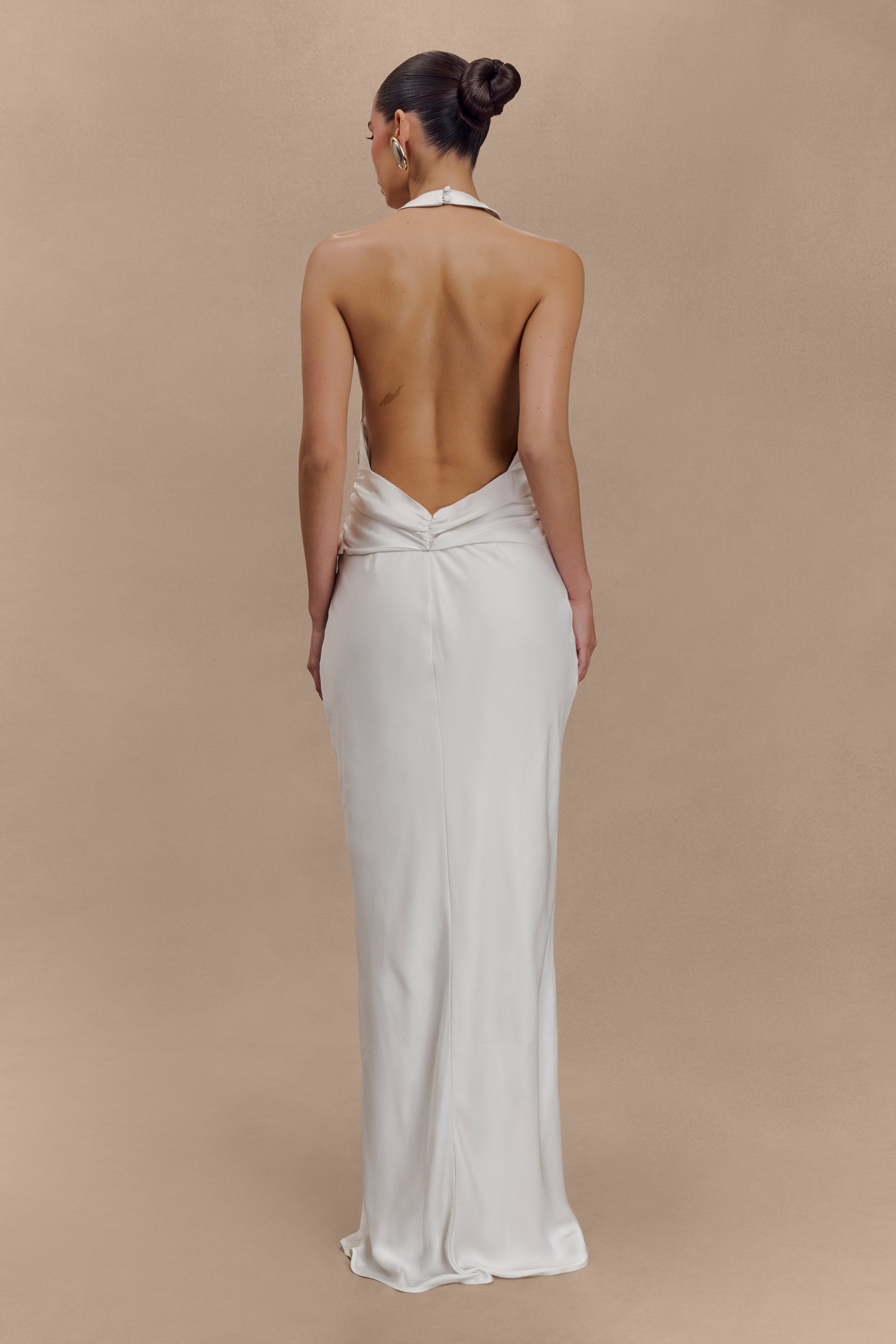 Alternative view of Rinna Satin Halter Maxi Dress - Ivory