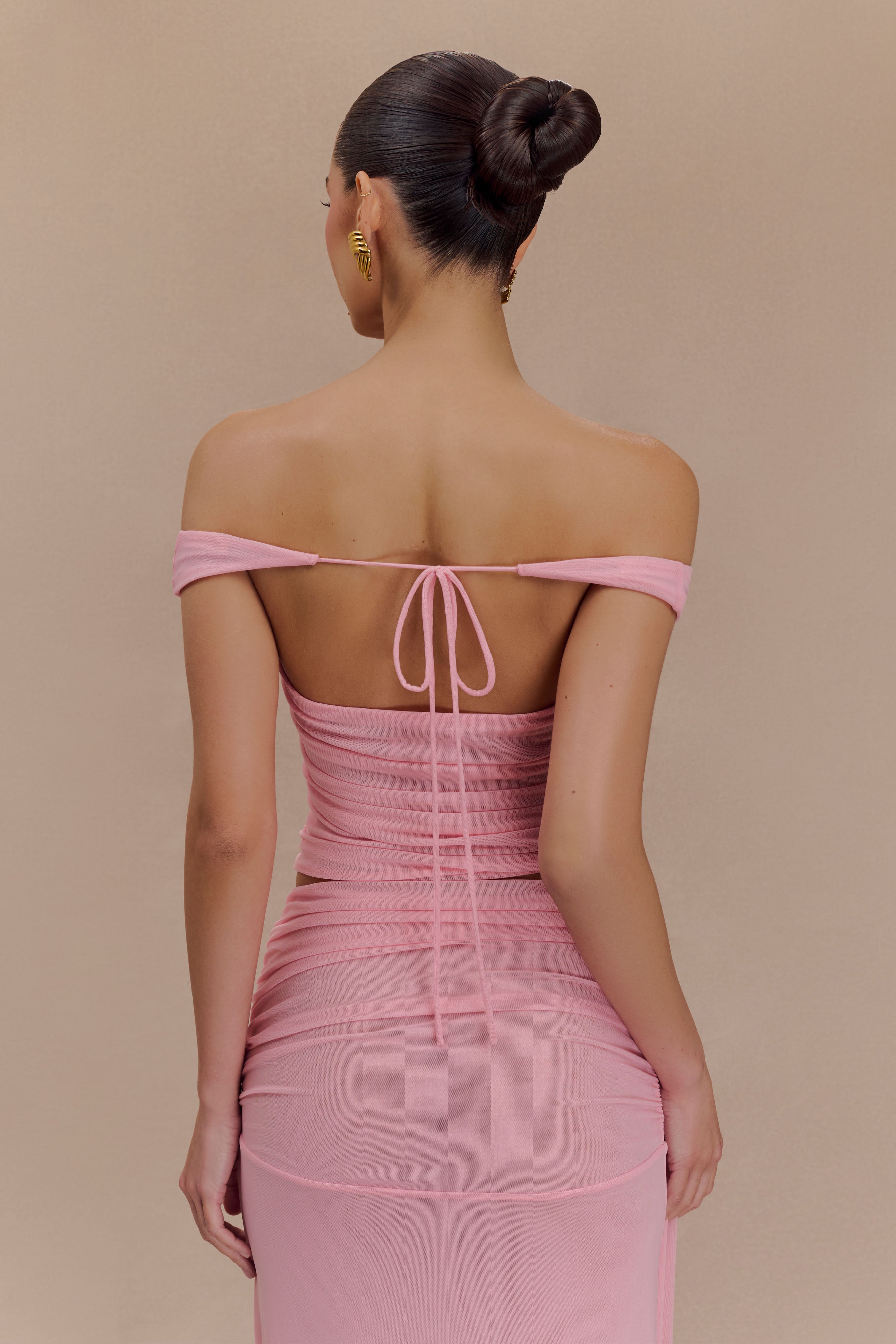 Alternative view of Brooklyn Mesh Crop Top - Candy Pink