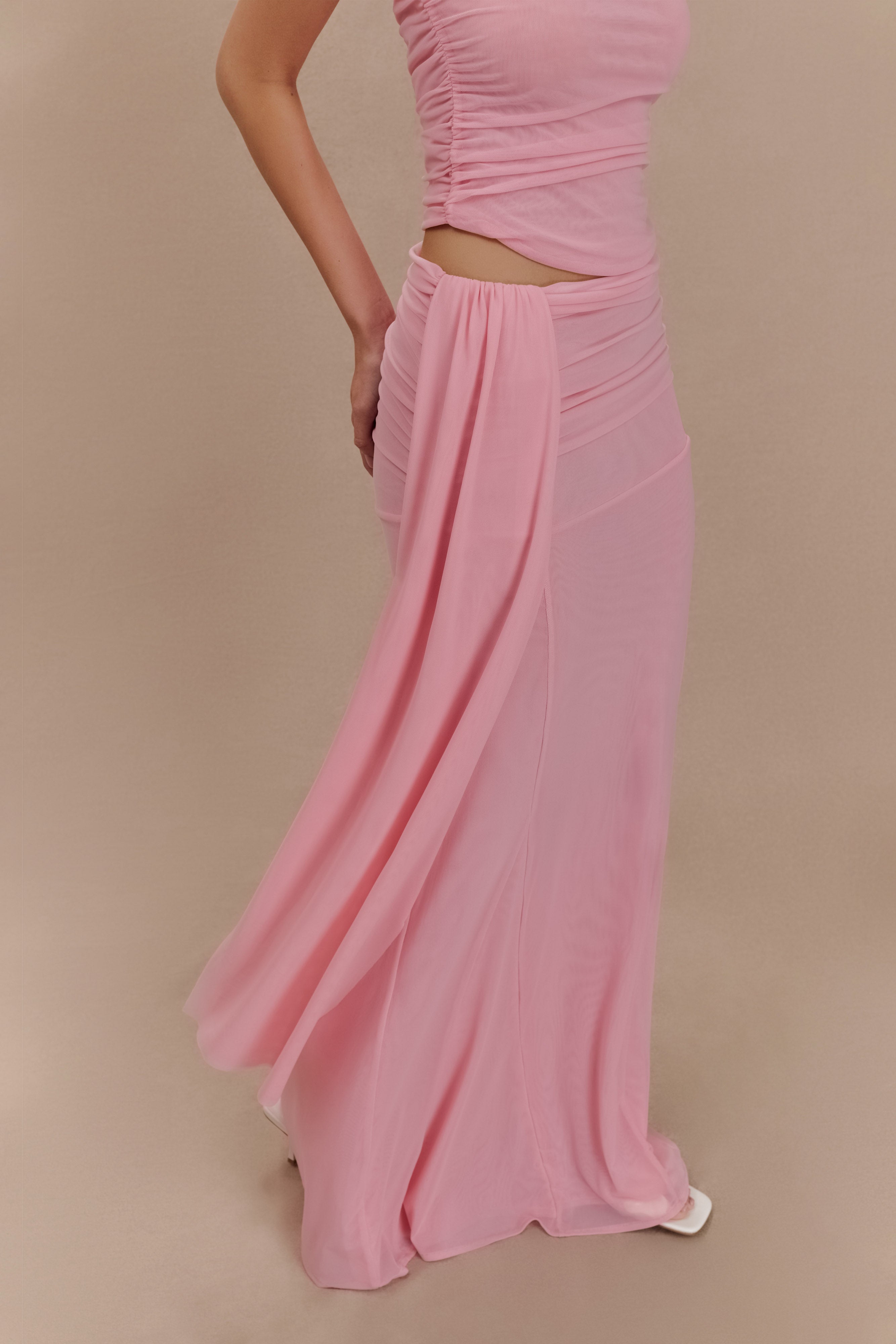 Arna Mesh Maxi Skirt - Candy Pink - Image 3