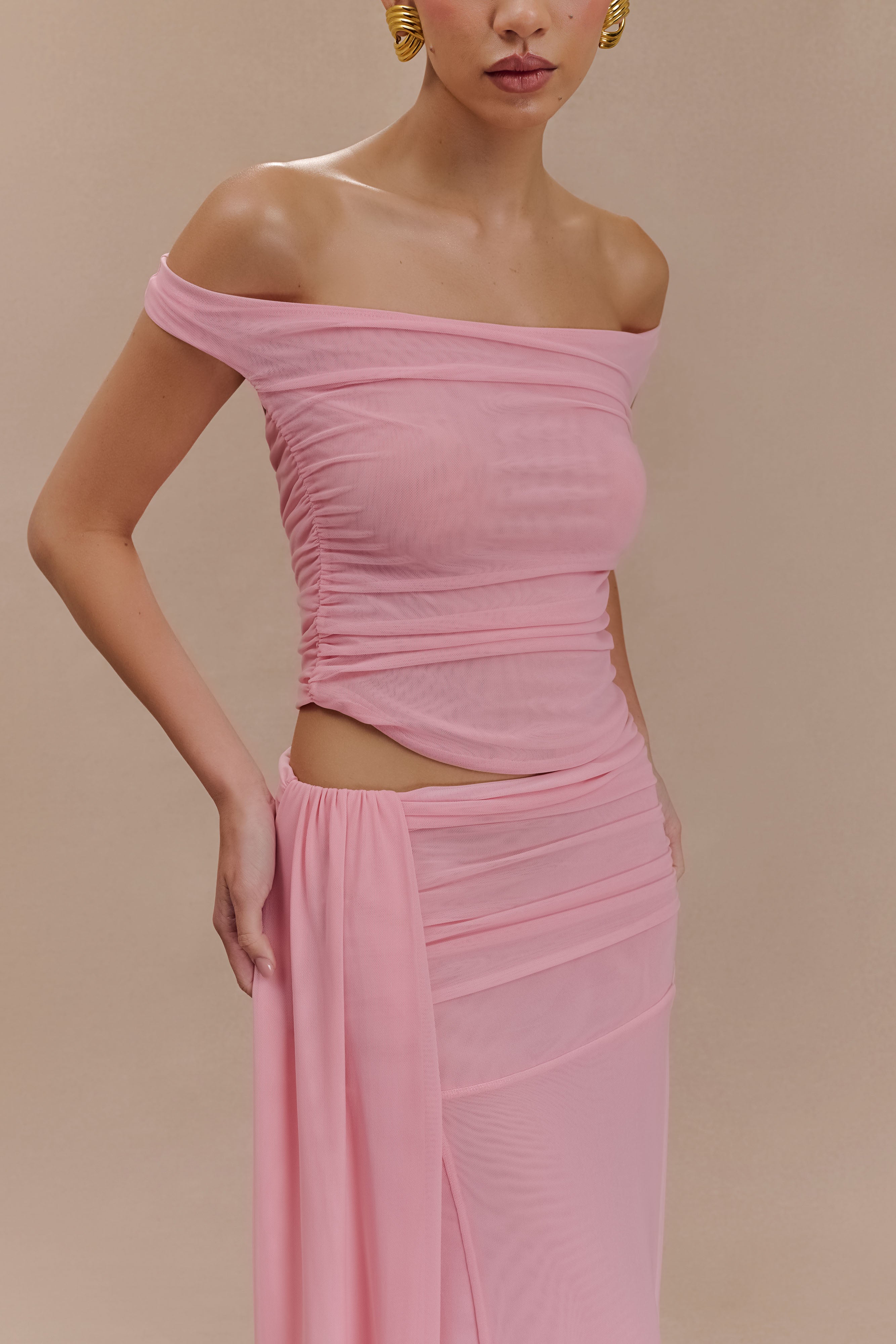 Brooklyn Mesh Crop Top - Candy Pink - Image 4