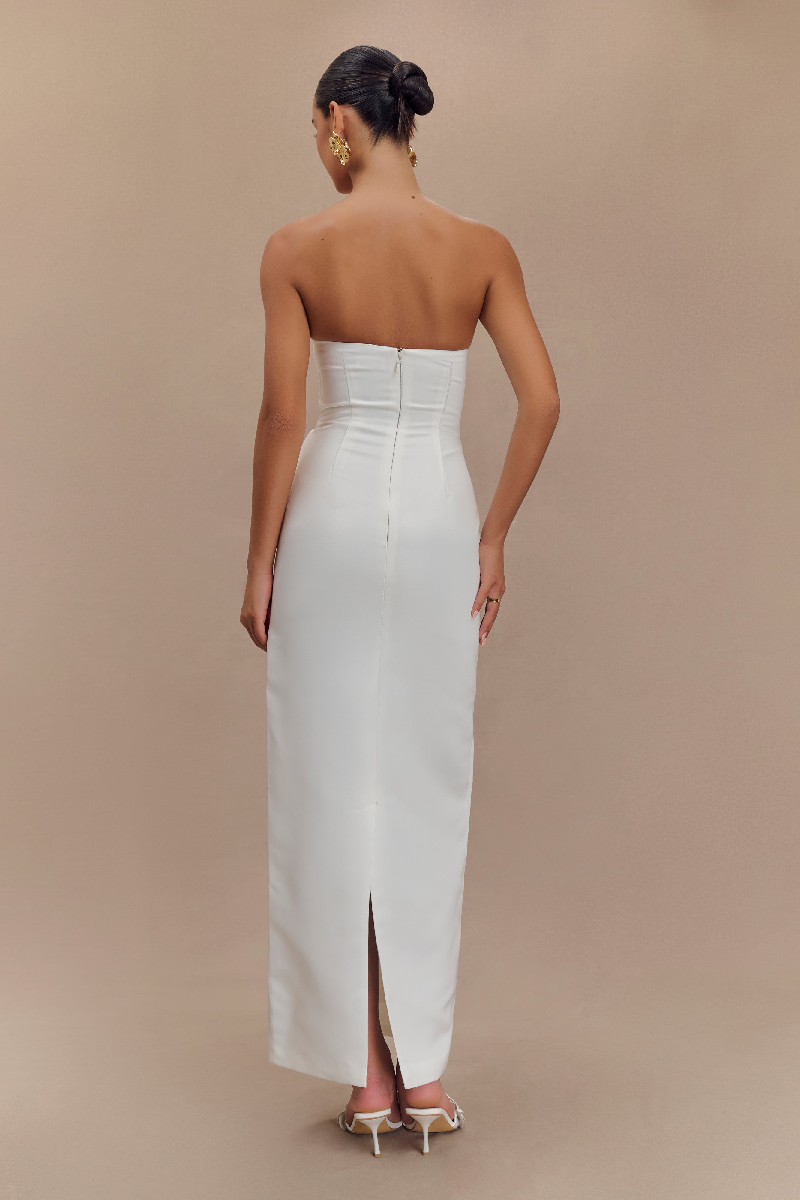Alternative view of Cyrill Strapless Satin Structured Maxi Dress - White