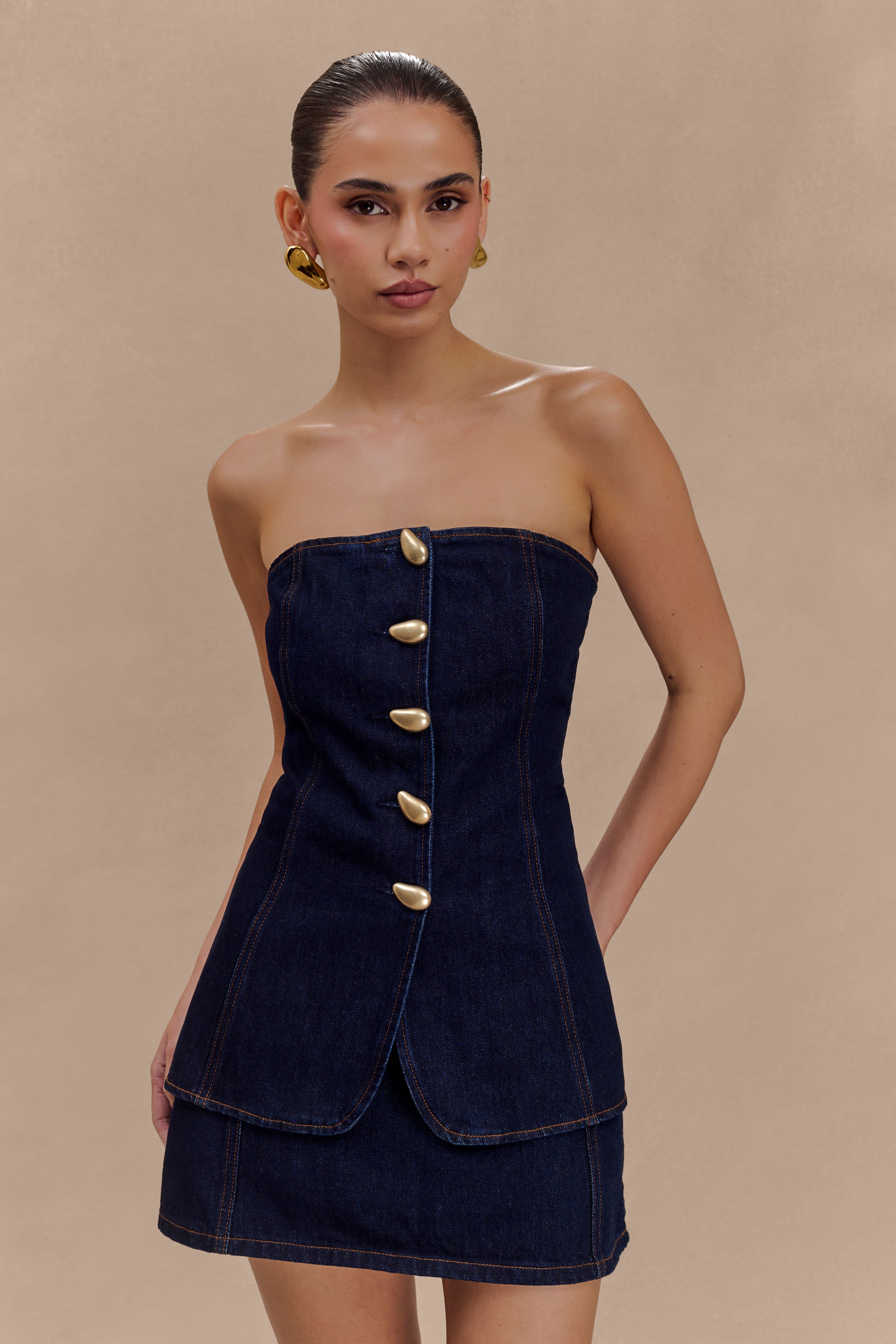 Rosalyn Mini Denim Skort - Indigo Blue - Image 7