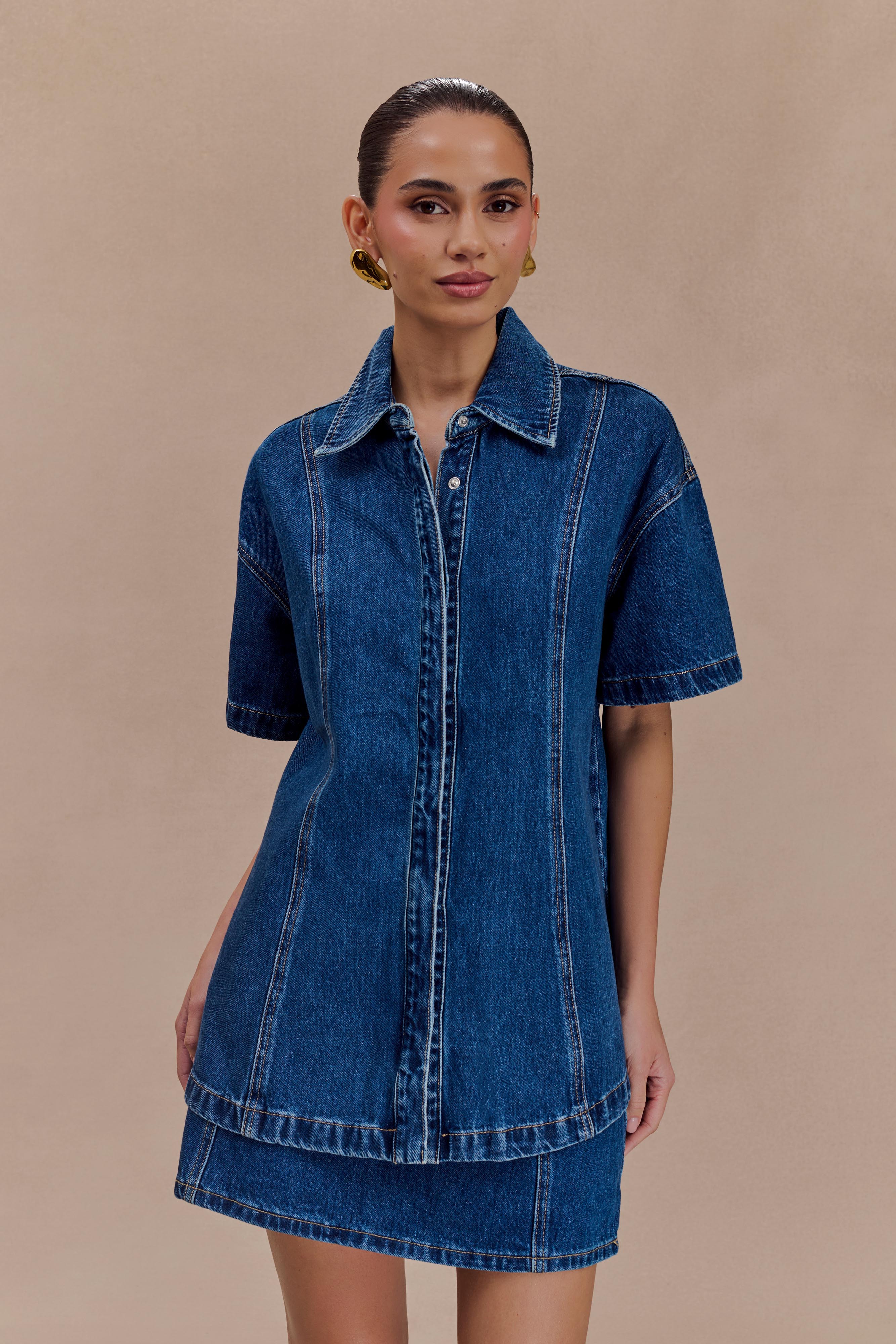 Alternative view of Maya Oversized Denim Shirt - Dark Blue