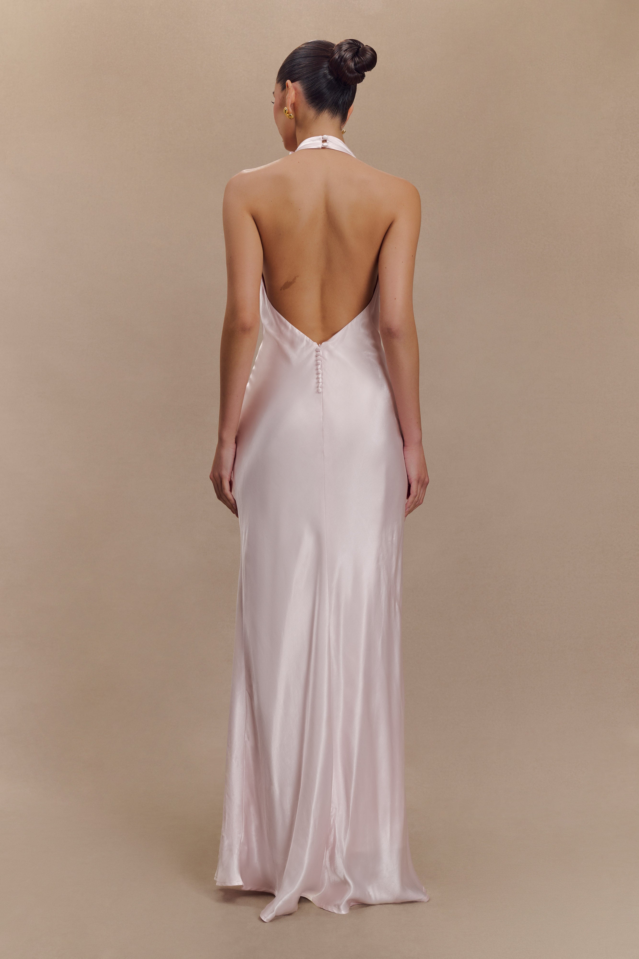 Alternative view of Esther Iridescent Satin Cowl Maxi Dress - Pale Pink