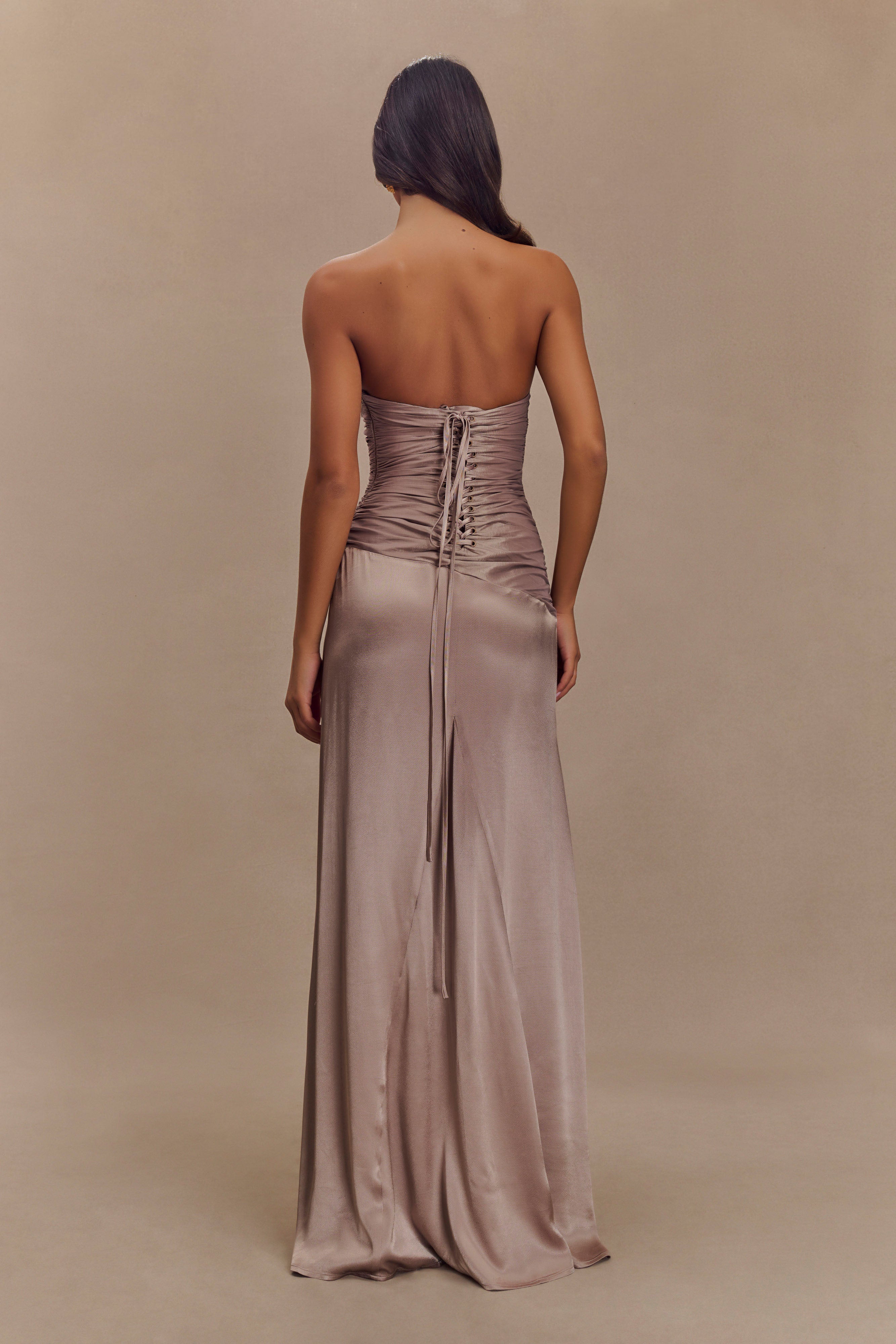 Alternative view of Serena Strapless Taffeta Maxi Dress - Bronze Taupe