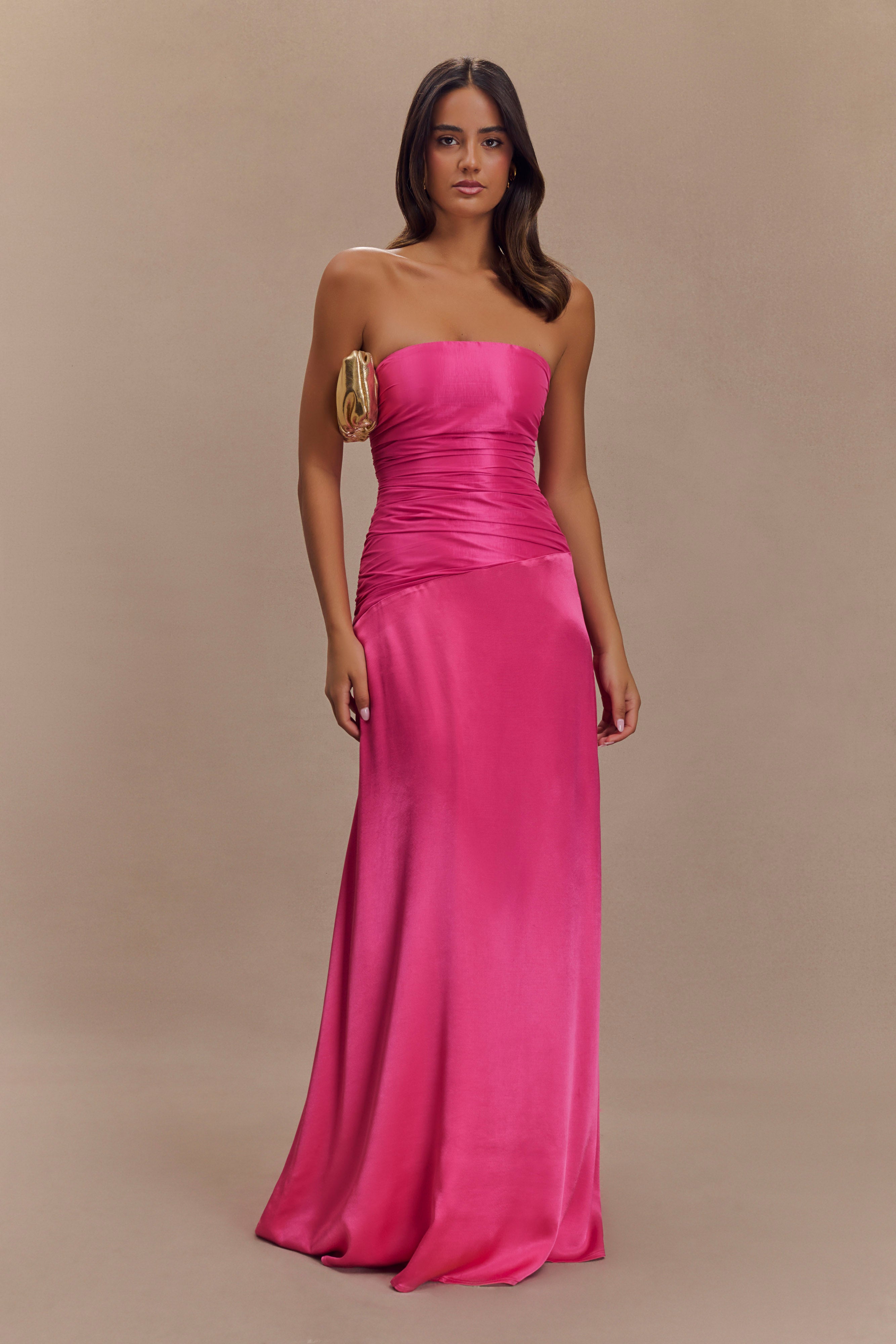 Serena Strapless Taffeta Maxi Dress - Crimson Pink - Image 6