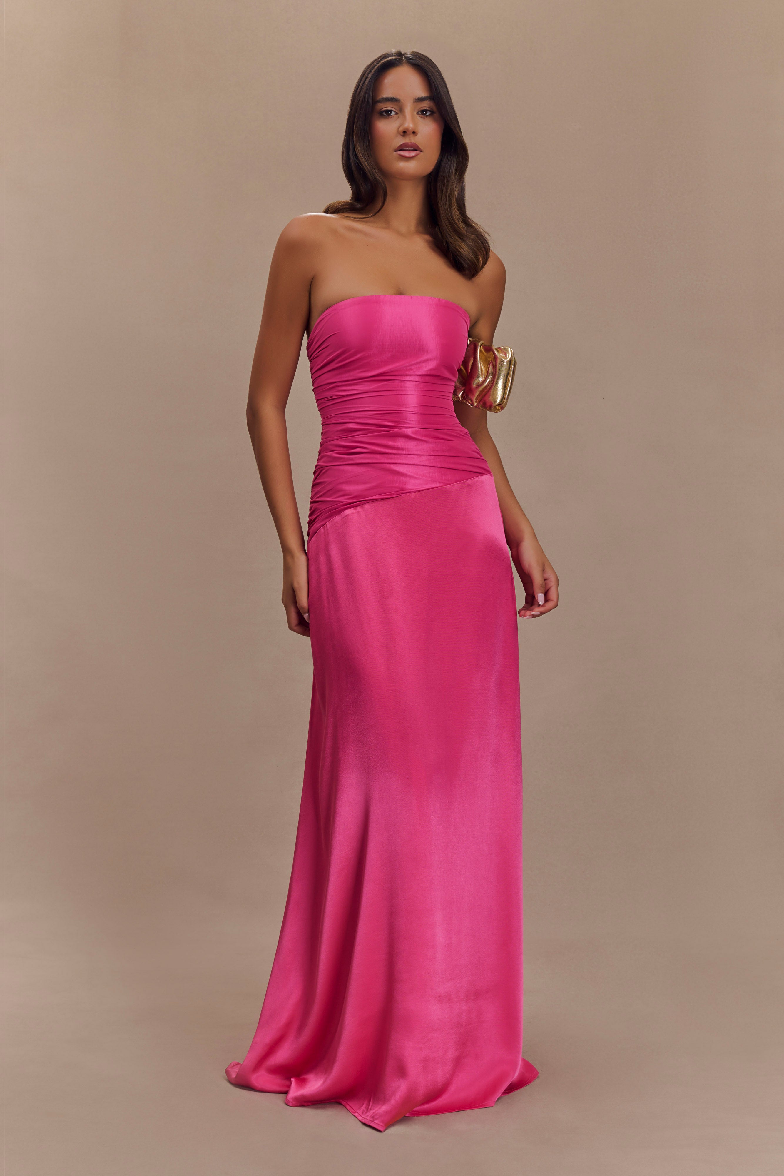 Serena Strapless Taffeta Maxi Dress - Crimson Pink - Image 5