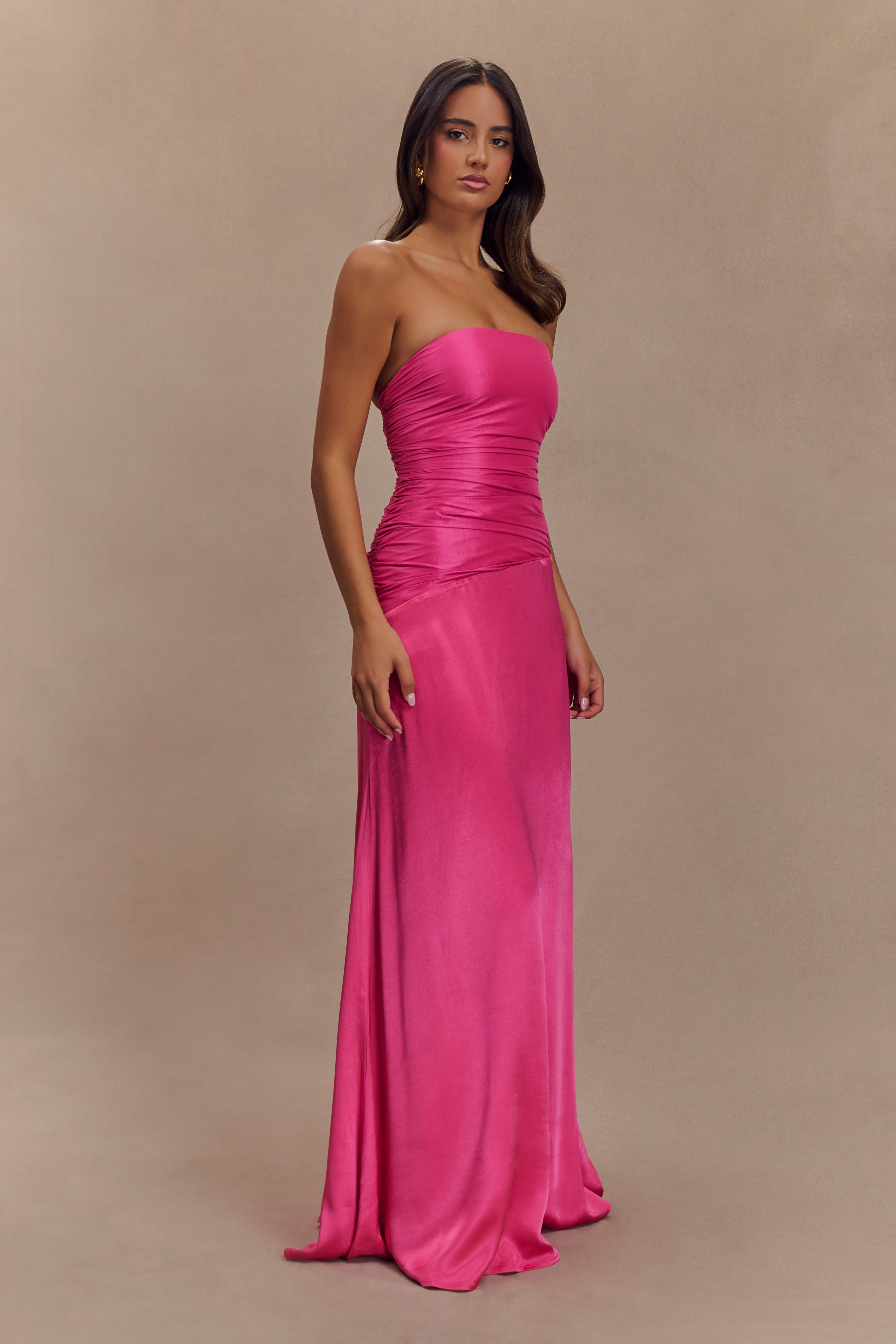 Serena Strapless Taffeta Maxi Dress - Crimson Pink - Image 4