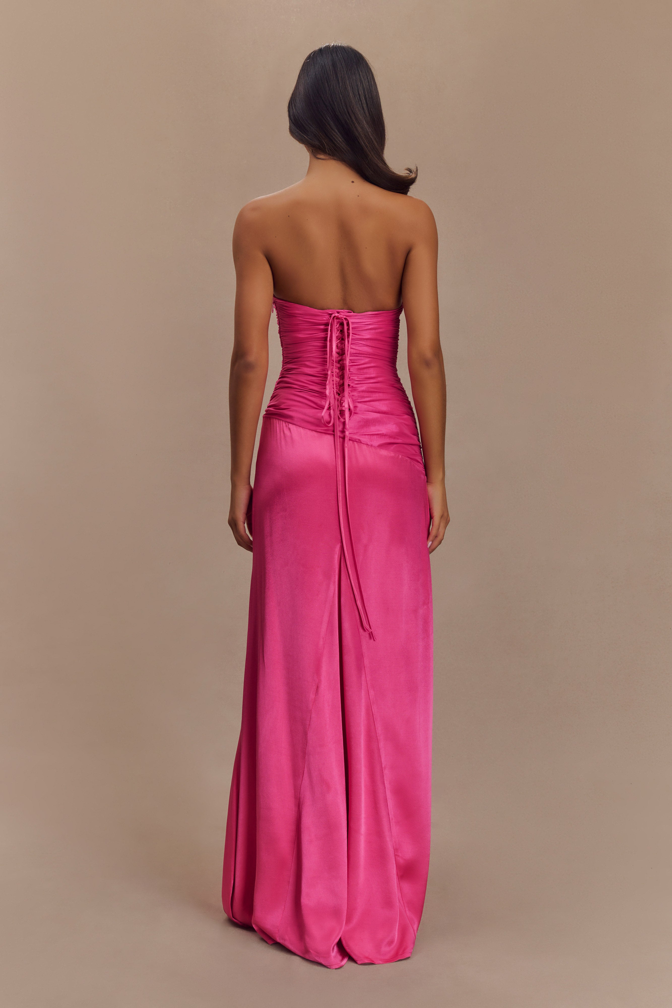 Alternative view of Serena Strapless Taffeta Maxi Dress - Crimson Pink