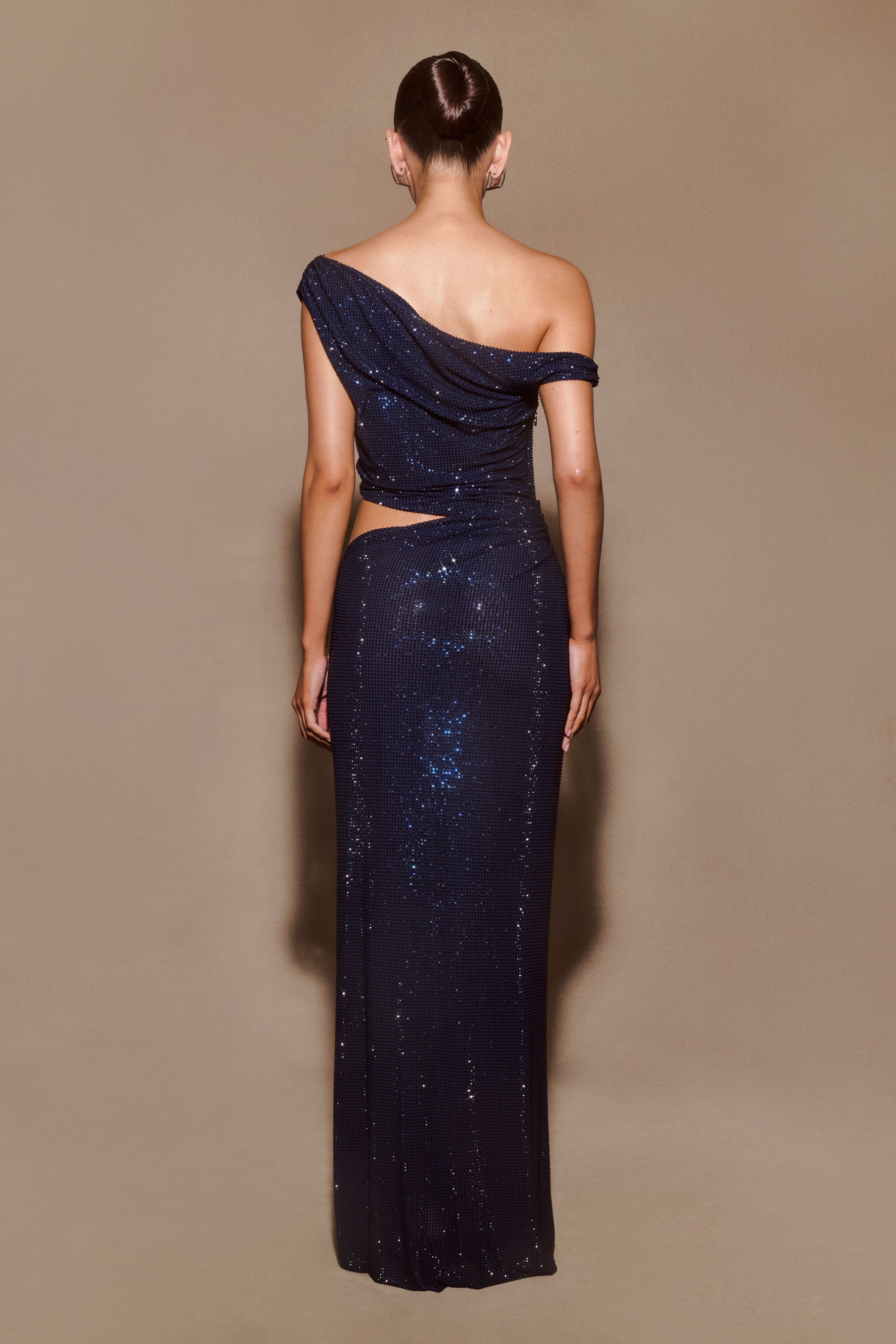 Alternative view of Kenny Diamante One Shoulder Maxi Dress - Navy