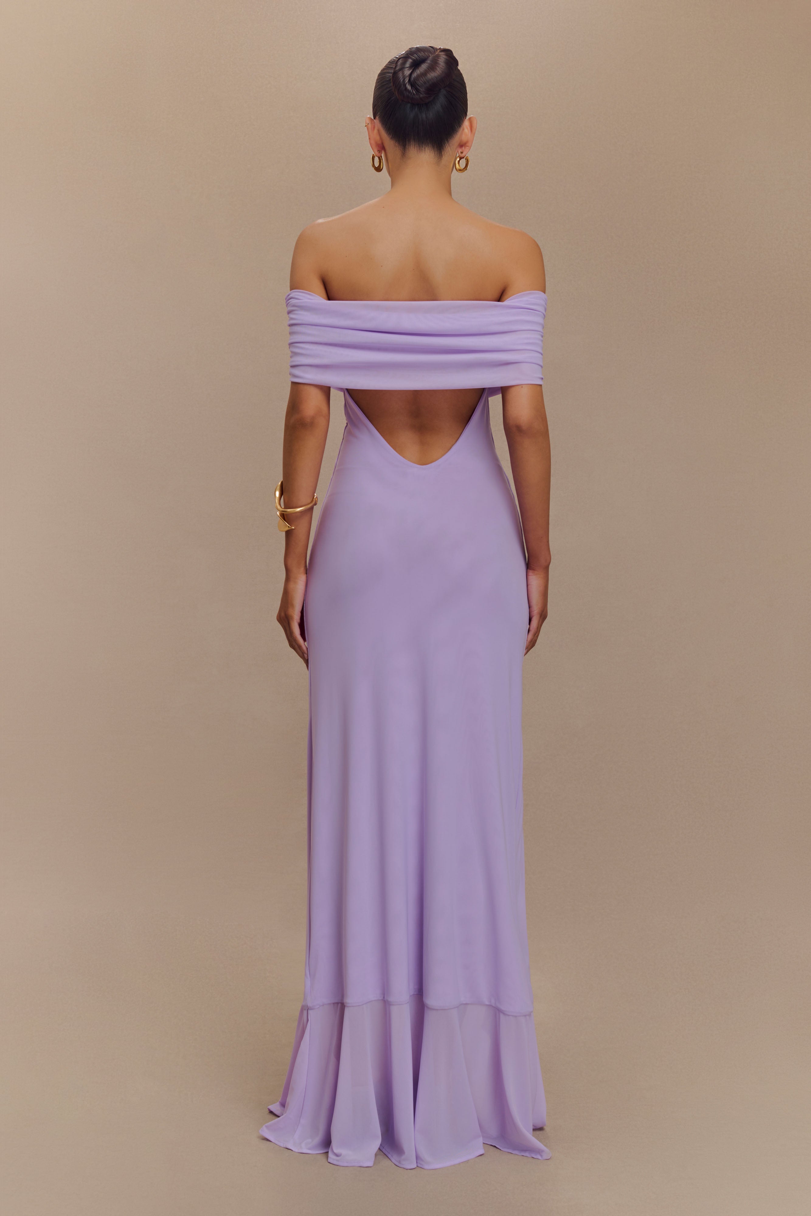 Alternative view of Audrey Off Shoulder Mesh Maxi Dress - Lilac