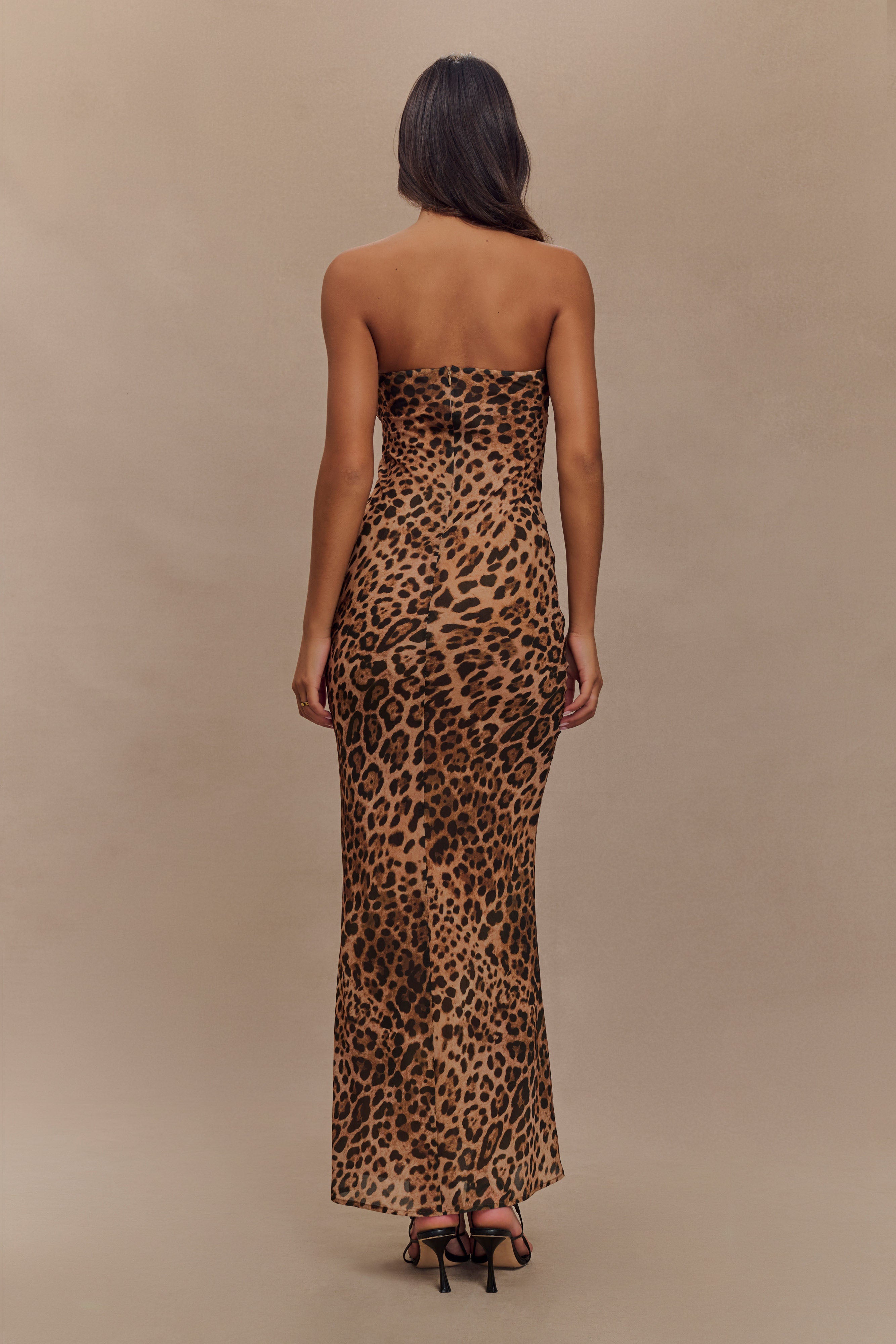 Alternative view of Breanna Strapless Chiffon Maxi Dress - Leopard Print