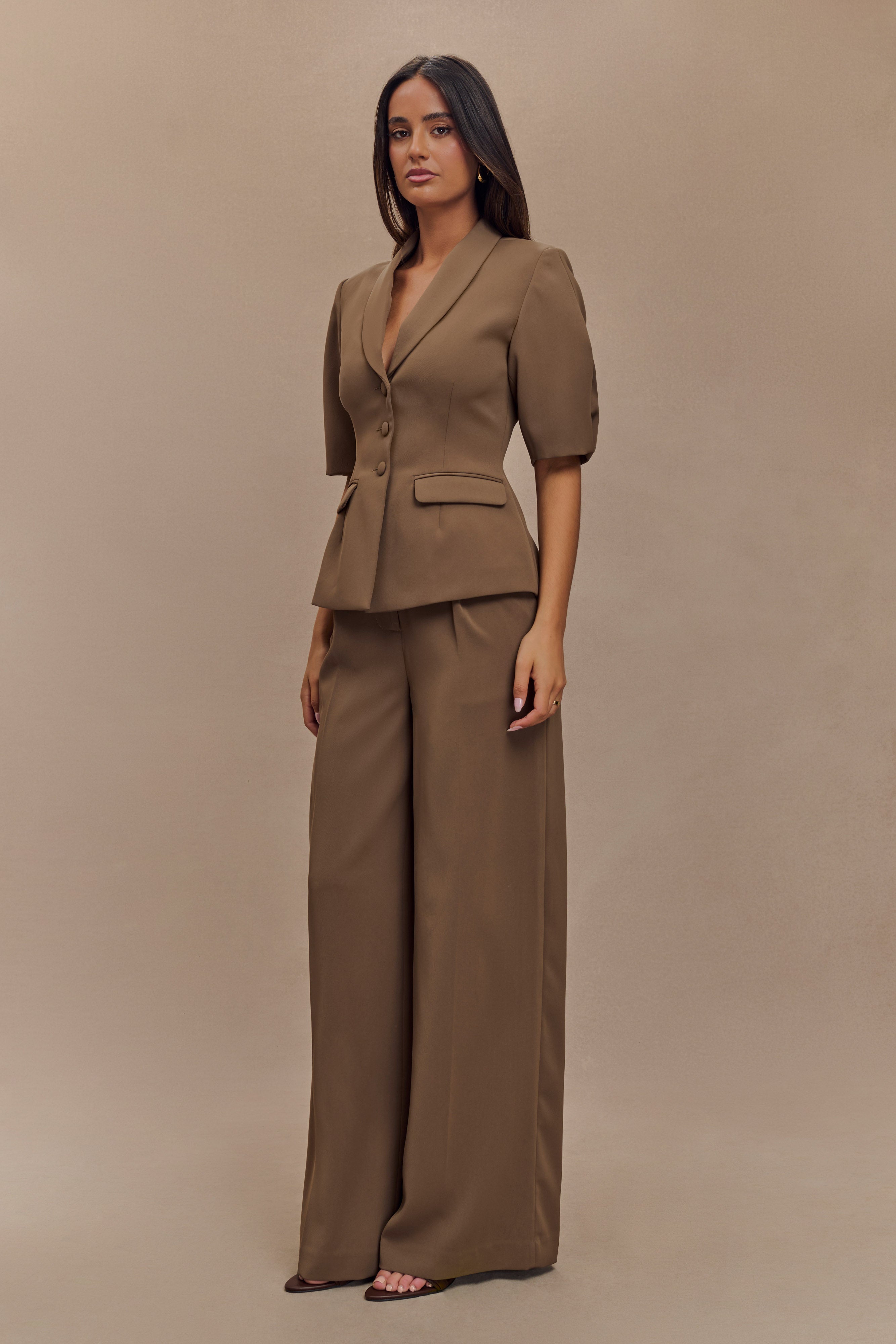 Faith Suiting Wide Leg Pant - Cacao Brown - Image 5