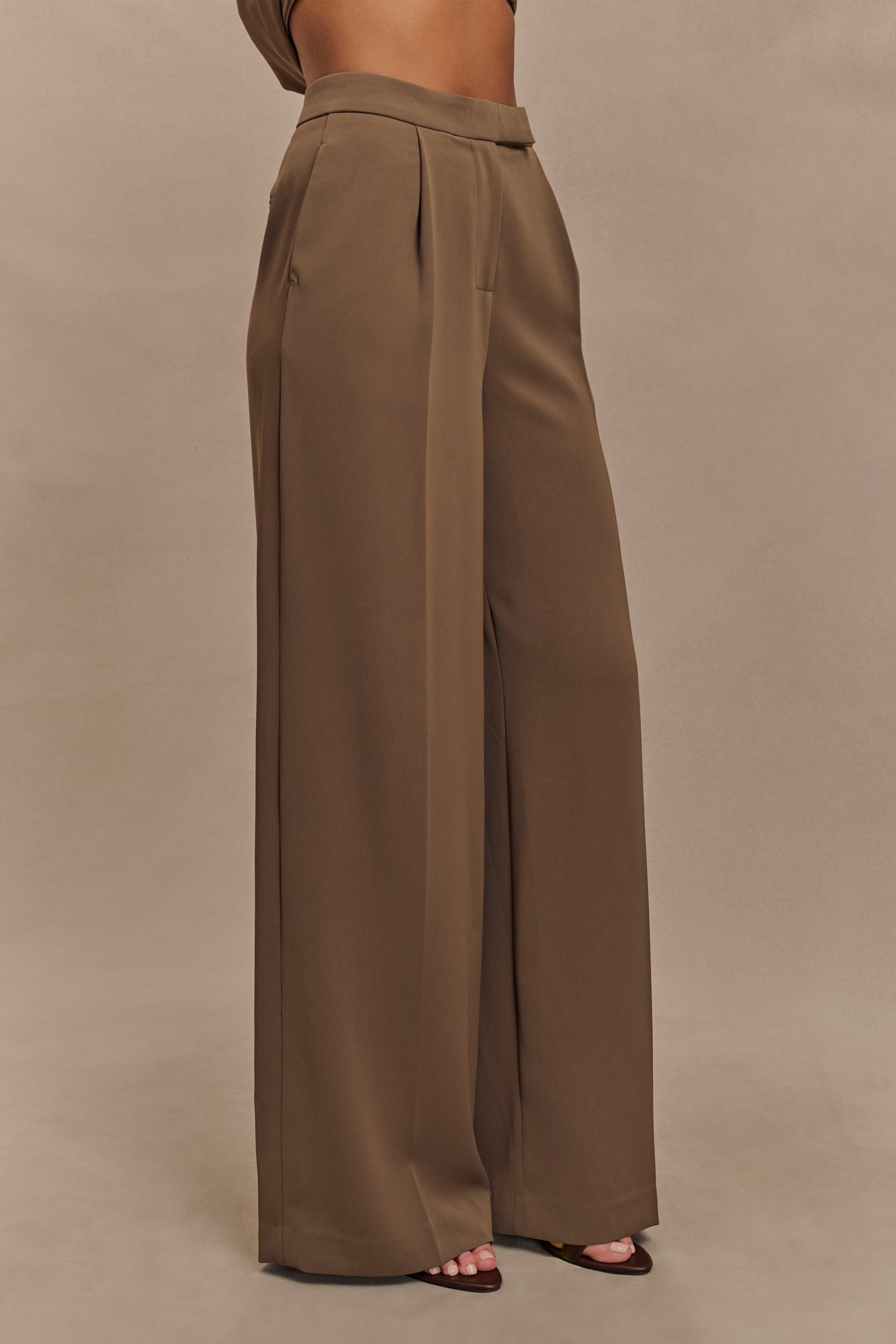 Faith Suiting Wide Leg Pant - Cacao Brown - Image 3
