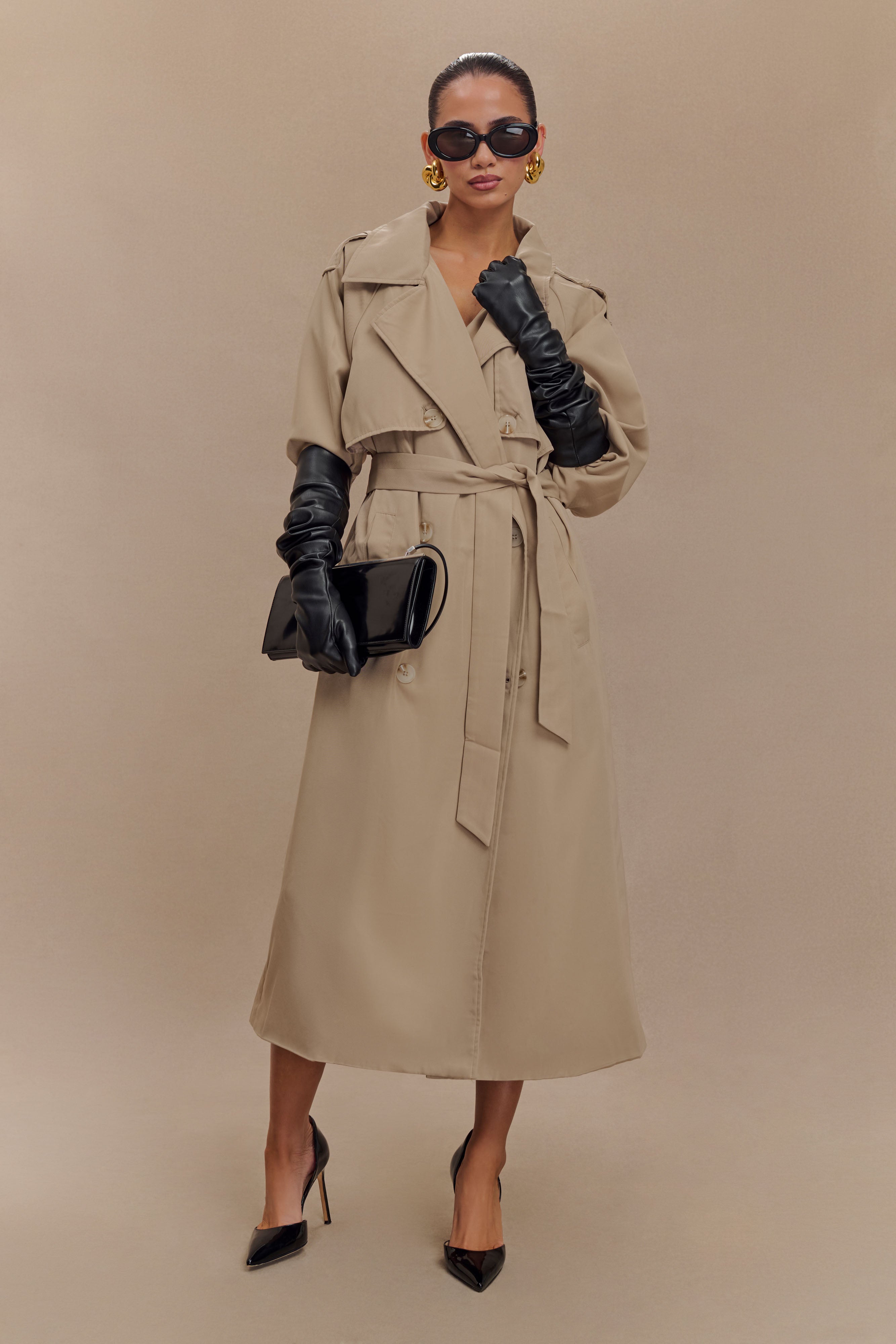 Alternative view of Jasper Faux Leather Elbow Length Gloves - Black