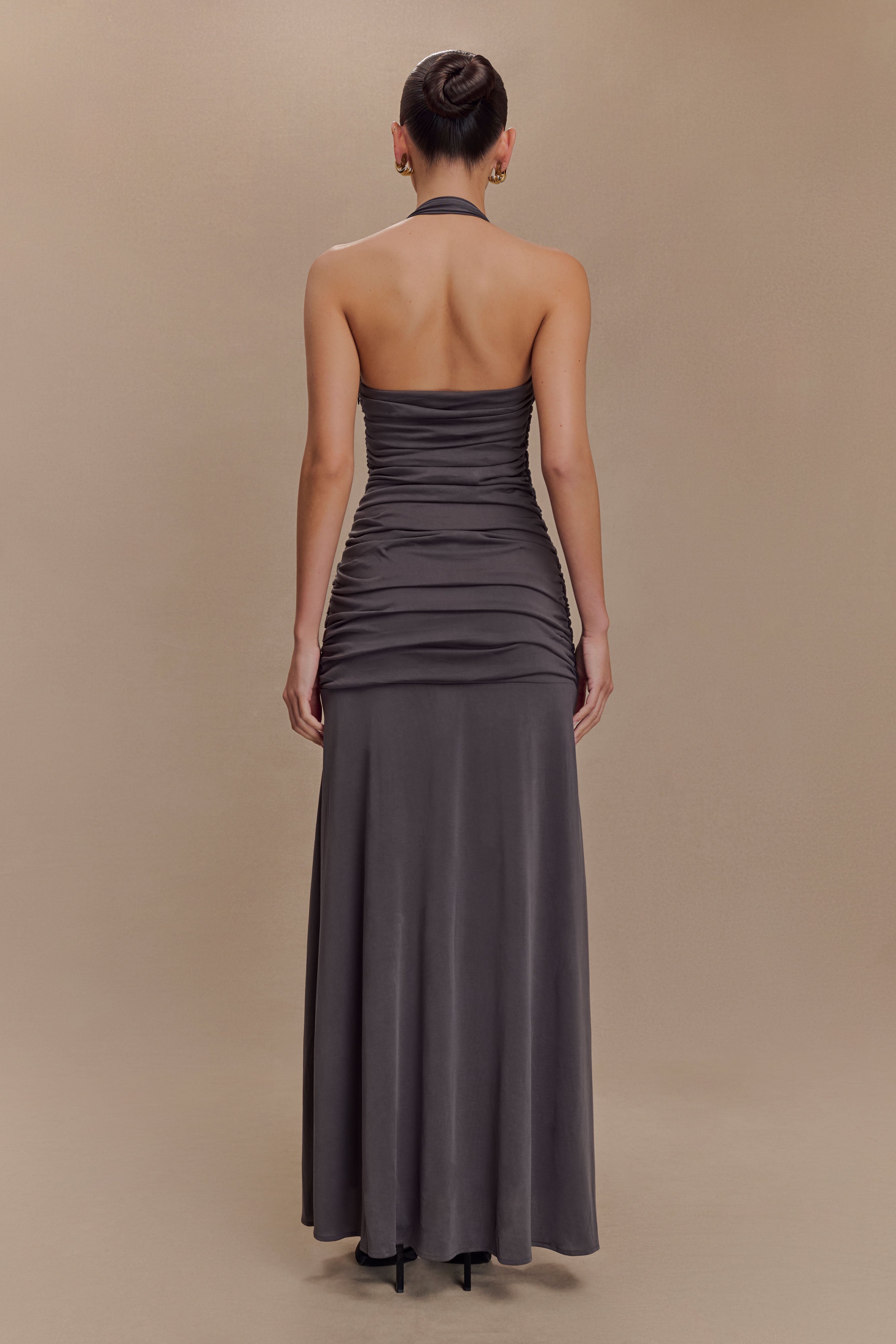 Alternative view of Bentley Peached Jersey Halter Maxi Dress - Charcoal