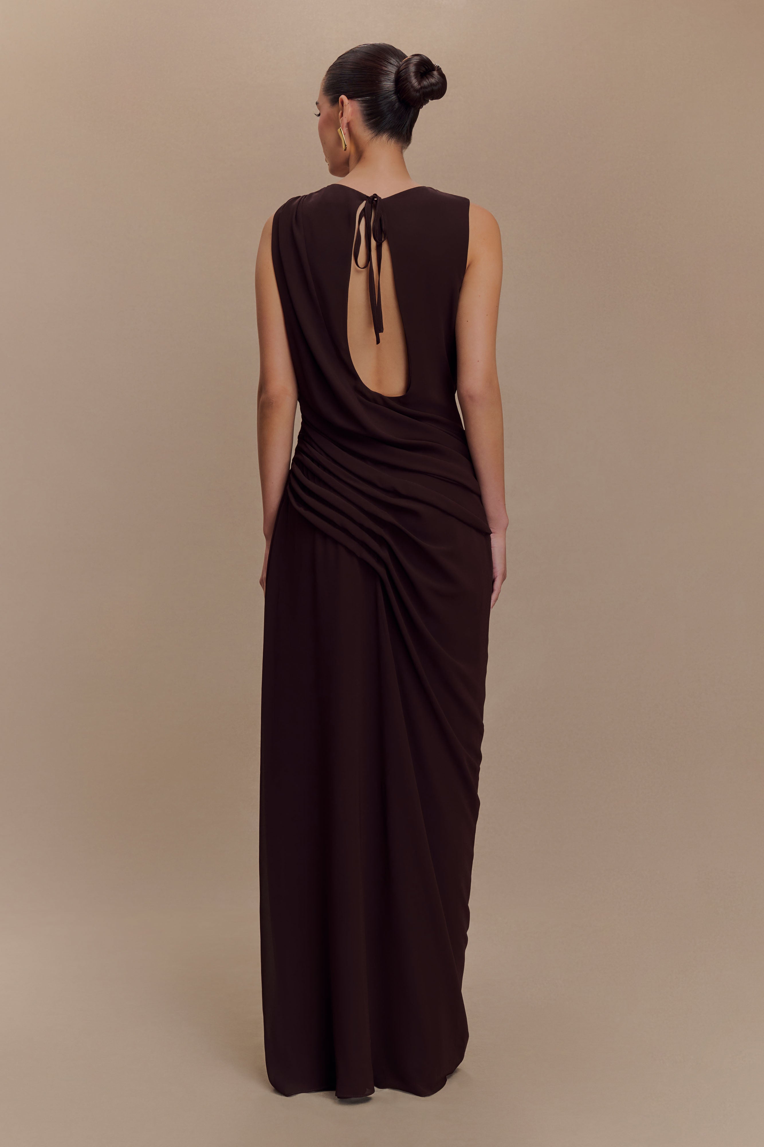 Alternative view of Oria Chiffon Maxi Dress - Cacao Brown